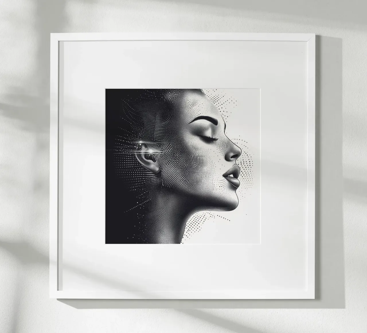 Retro Glamour - Ritratto di donna a mezzatinta Pop Art Dot Art poster con telaio in plastica da Synthaira