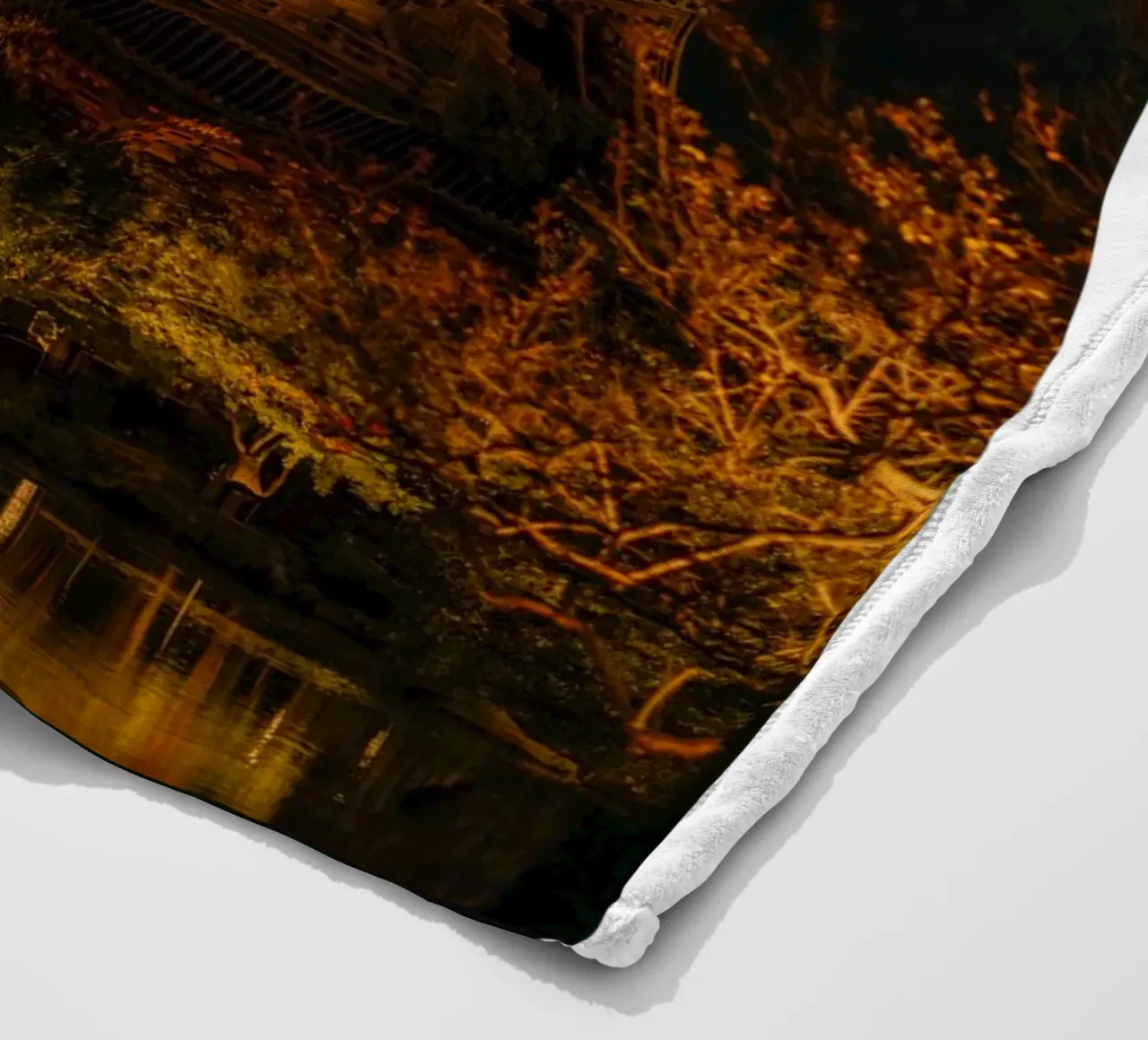 Japanese Pagoda at Night fleece blanket by Marcel Bisig