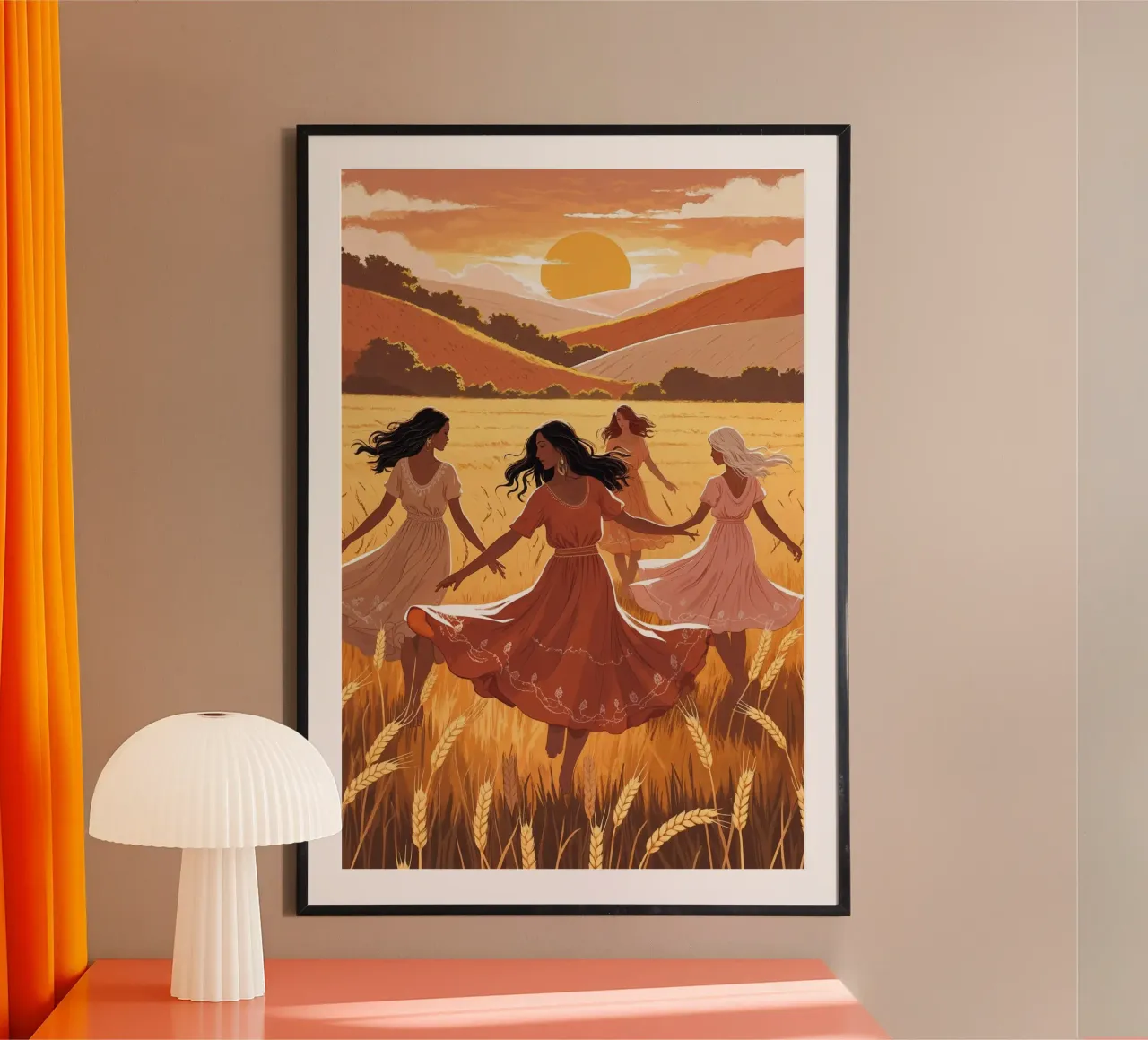 Golden Sunset Dance in Wheat Fields poster da AlbertKlee