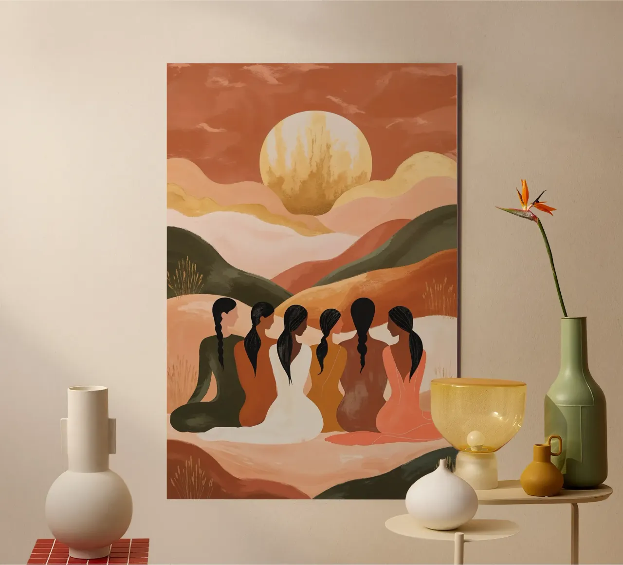Bohemian Sisterhood Under a Golden Sun alu-dibond by AlbertKlee