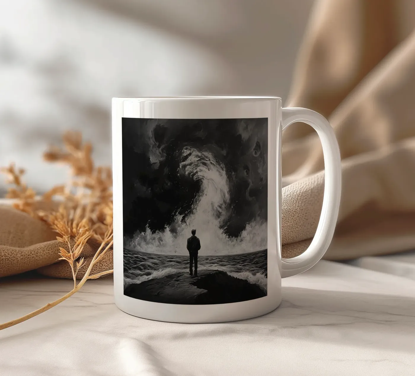 a dark wave ceramic mug by Synthaira