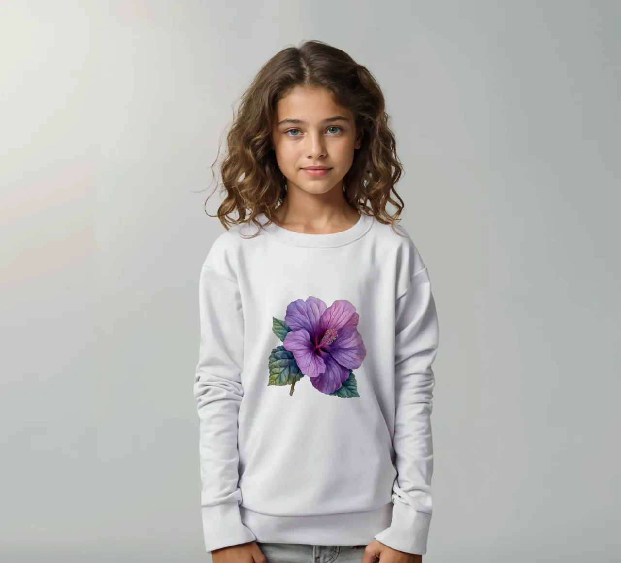 Mallow Flower 2 kids sweatshirt by Bold Blooms