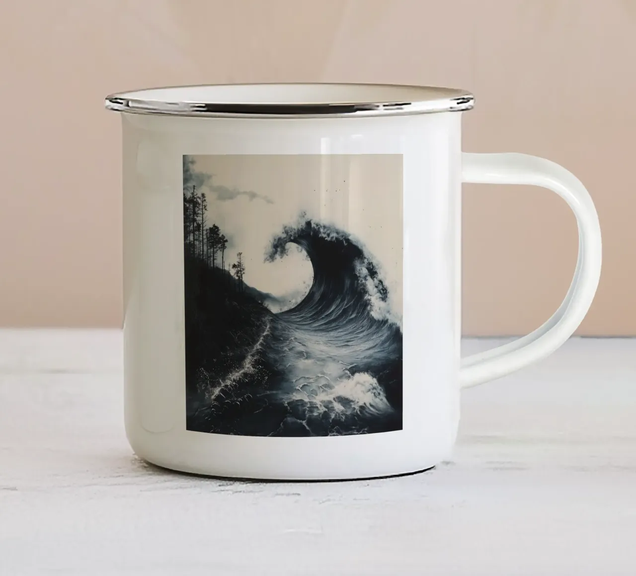 un'onda forte tazza in smalto da Synthaira