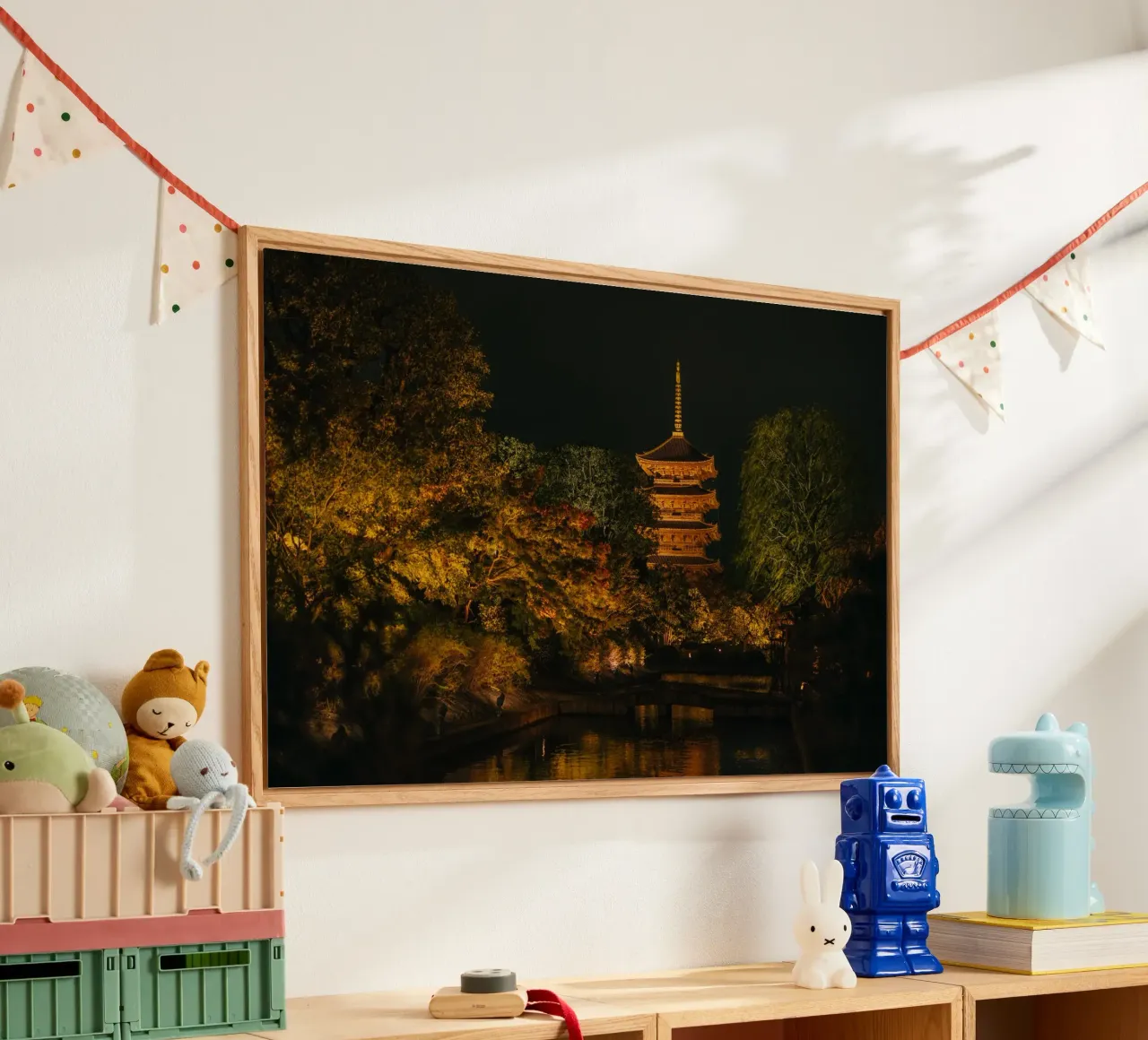 Pagoda giapponese di notte plexiglass da Marcel Bisig