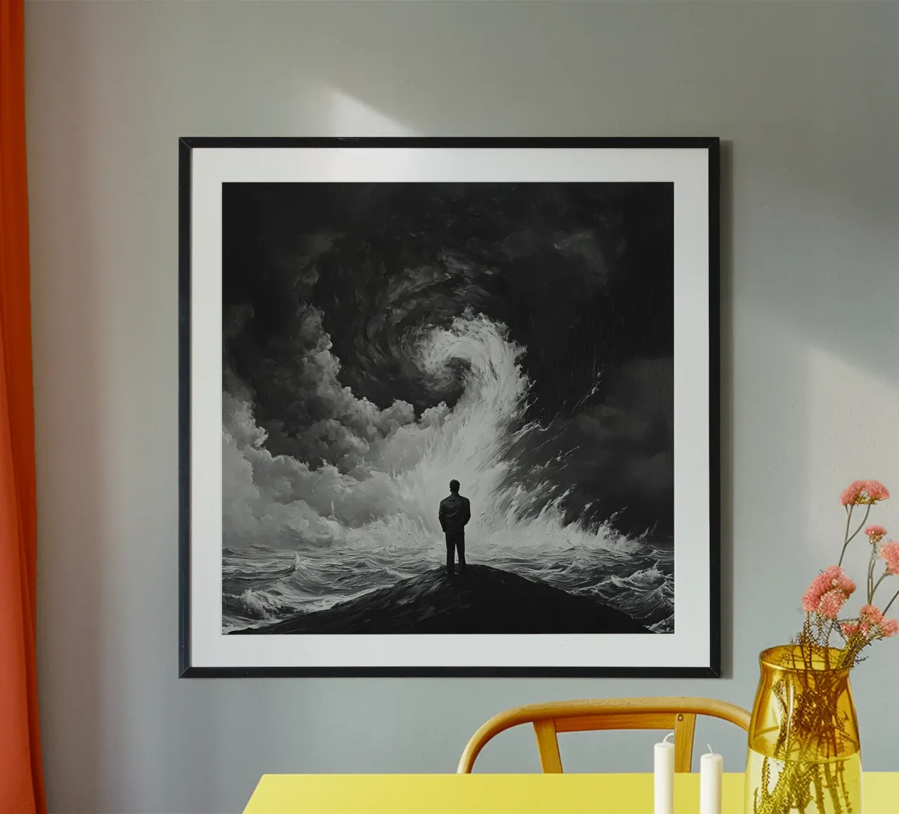 a man at the sea poster con telaio in legno da Synthaira
