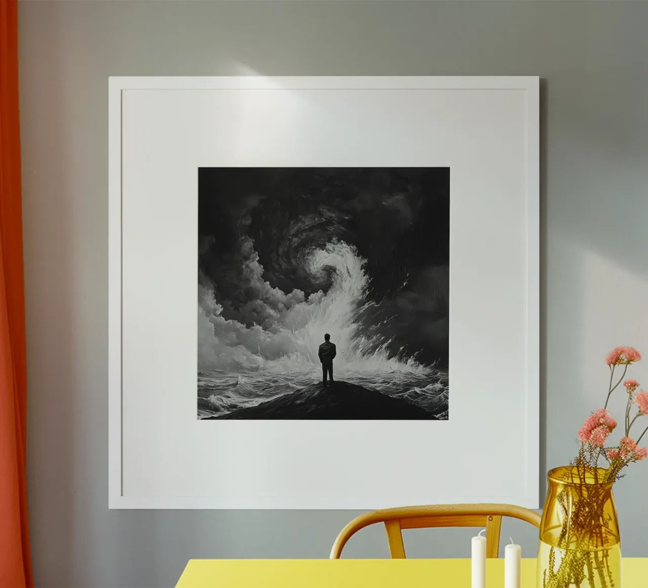 a man at the sea poster con telaio in legno da Synthaira