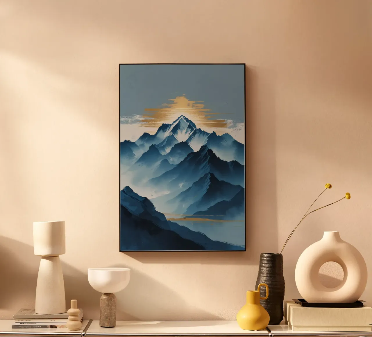 Distant View of Kangchenjunga in Golden Mist alluminio dibond da AlbertKlee