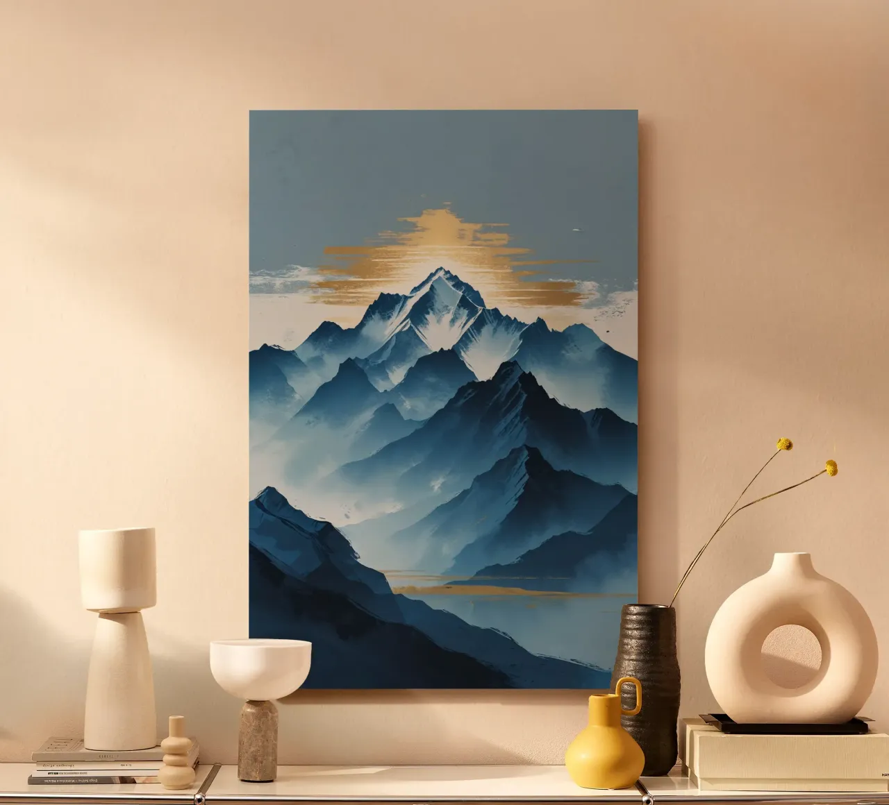 Distant View of Kangchenjunga in Golden Mist alluminio dibond da AlbertKlee