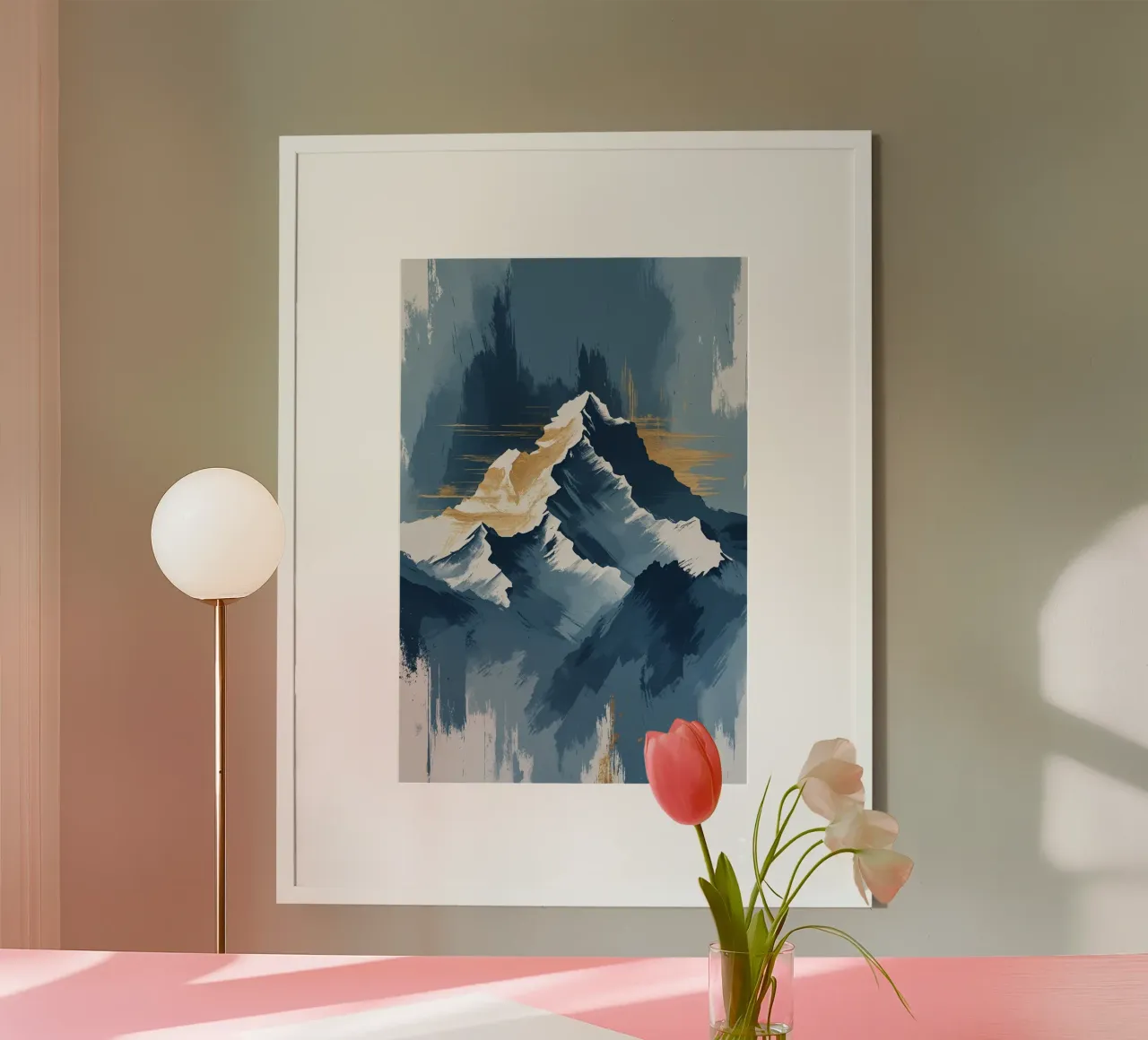 Golden Ridge of Kangchenjunga poster con telaio in legno da AlbertKlee