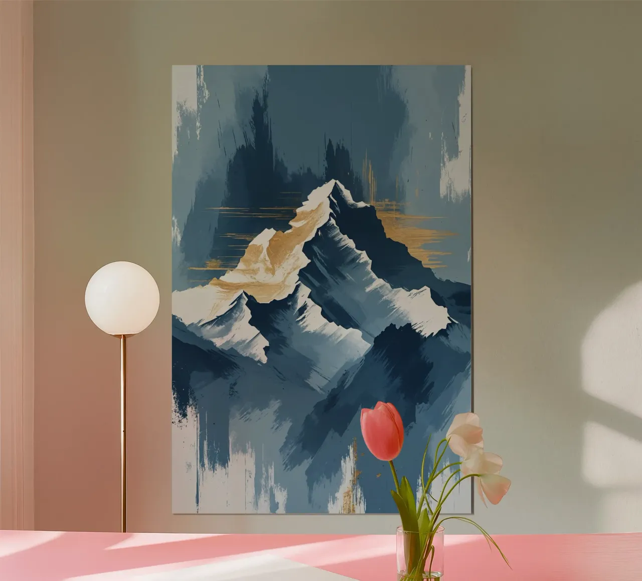 Golden Ridge of Kangchenjunga poster con telaio in legno da AlbertKlee