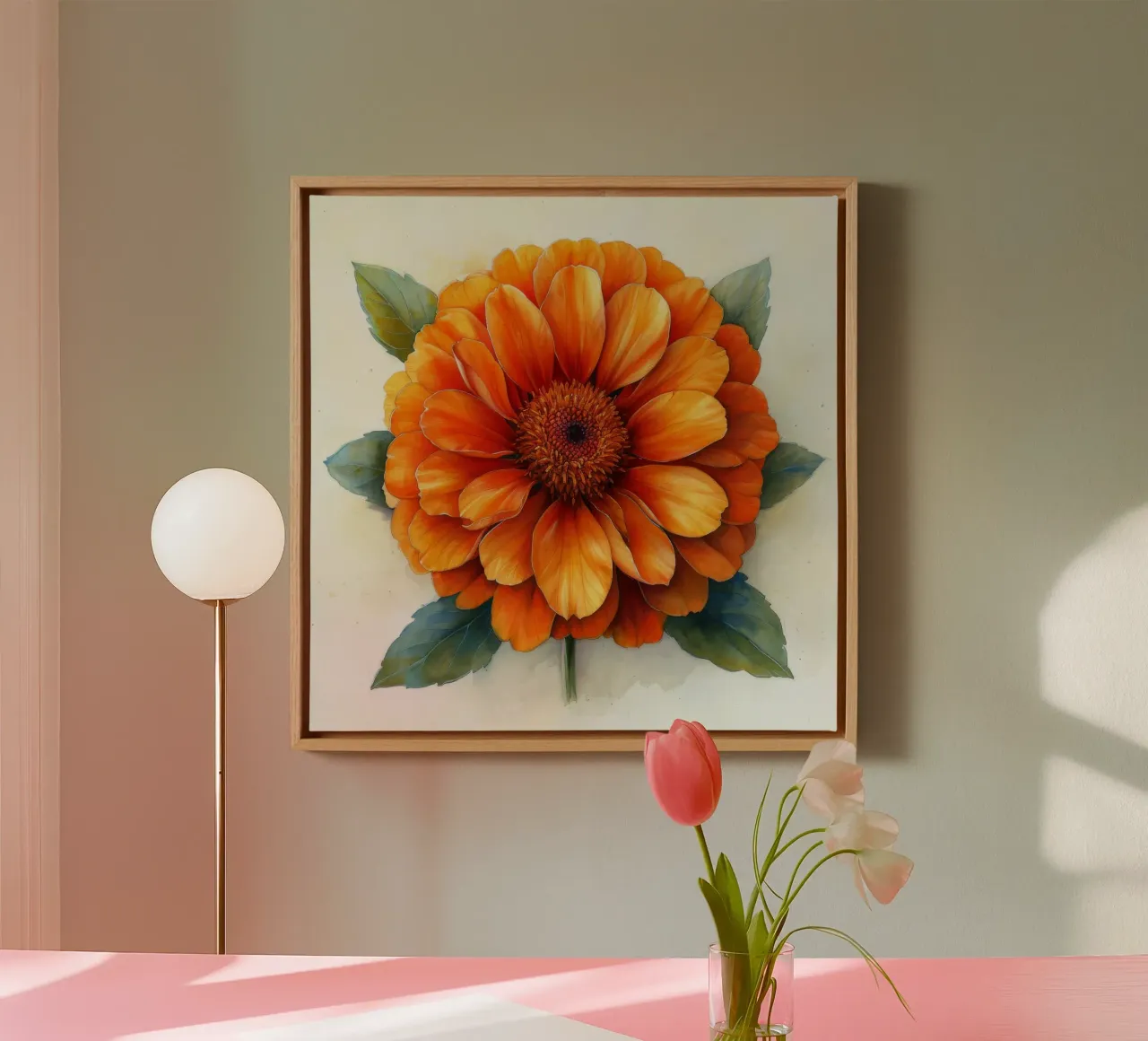 Goudsbloem 2 canvas met Baklijst van Bold Blooms