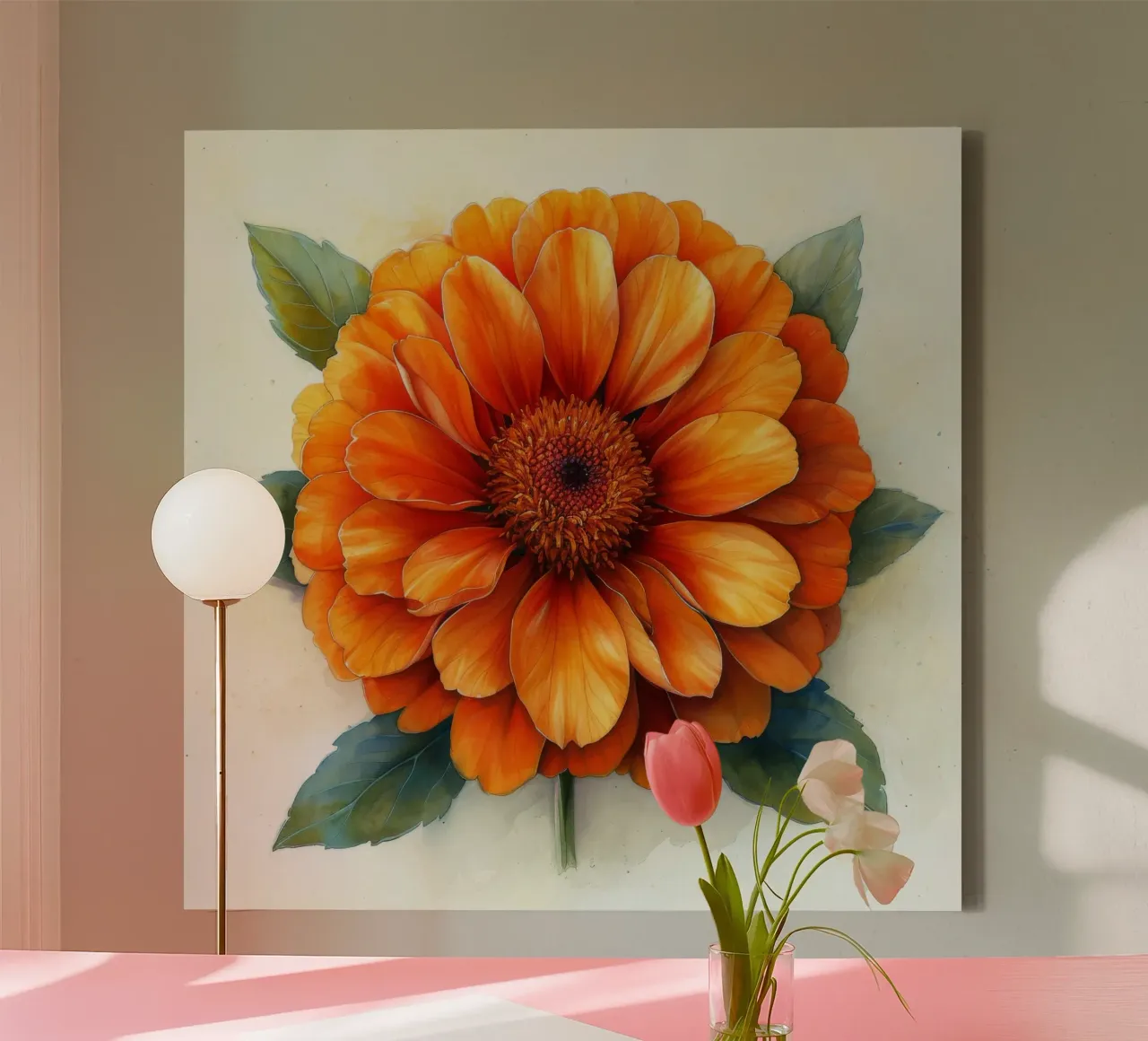 Goudsbloem 2 canvas met Baklijst van Bold Blooms