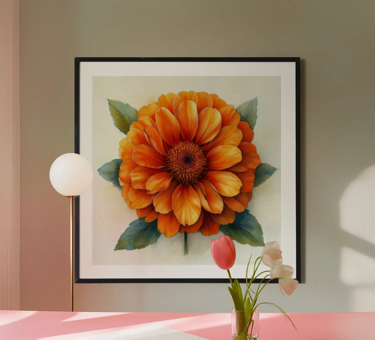 Fiore di calendula 2 poster con telaio in legno da Bold Blooms