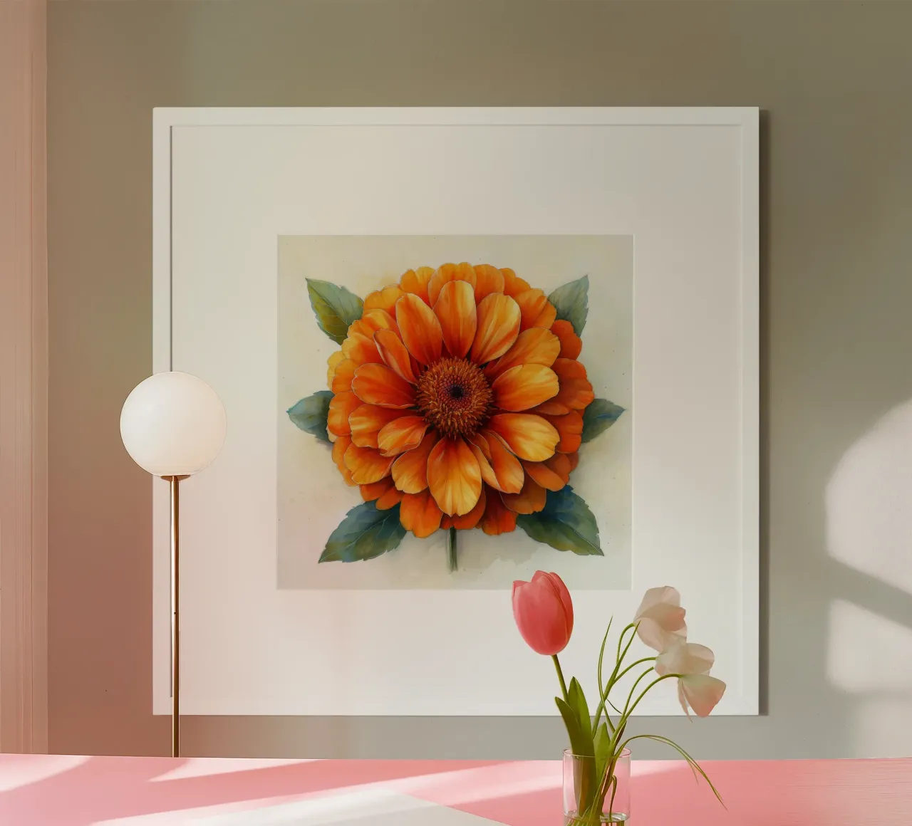 Fiore di calendula 2 poster con telaio in legno da Bold Blooms