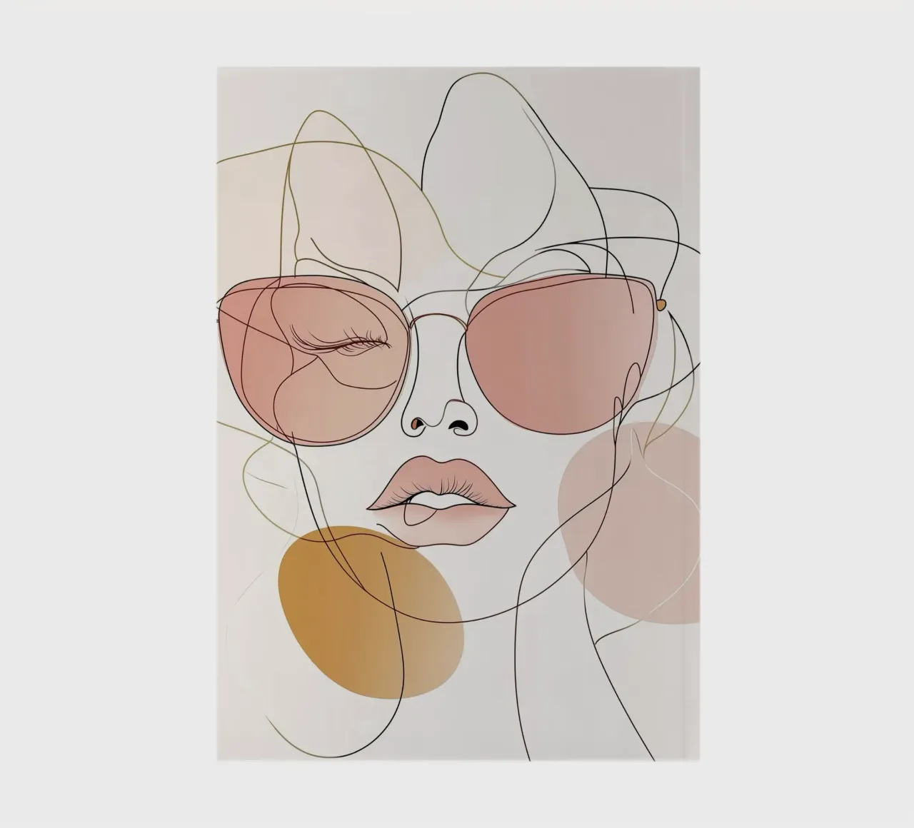 Rose Tinted - Playful Abstract Face Line Art Print notebook by Synthaira