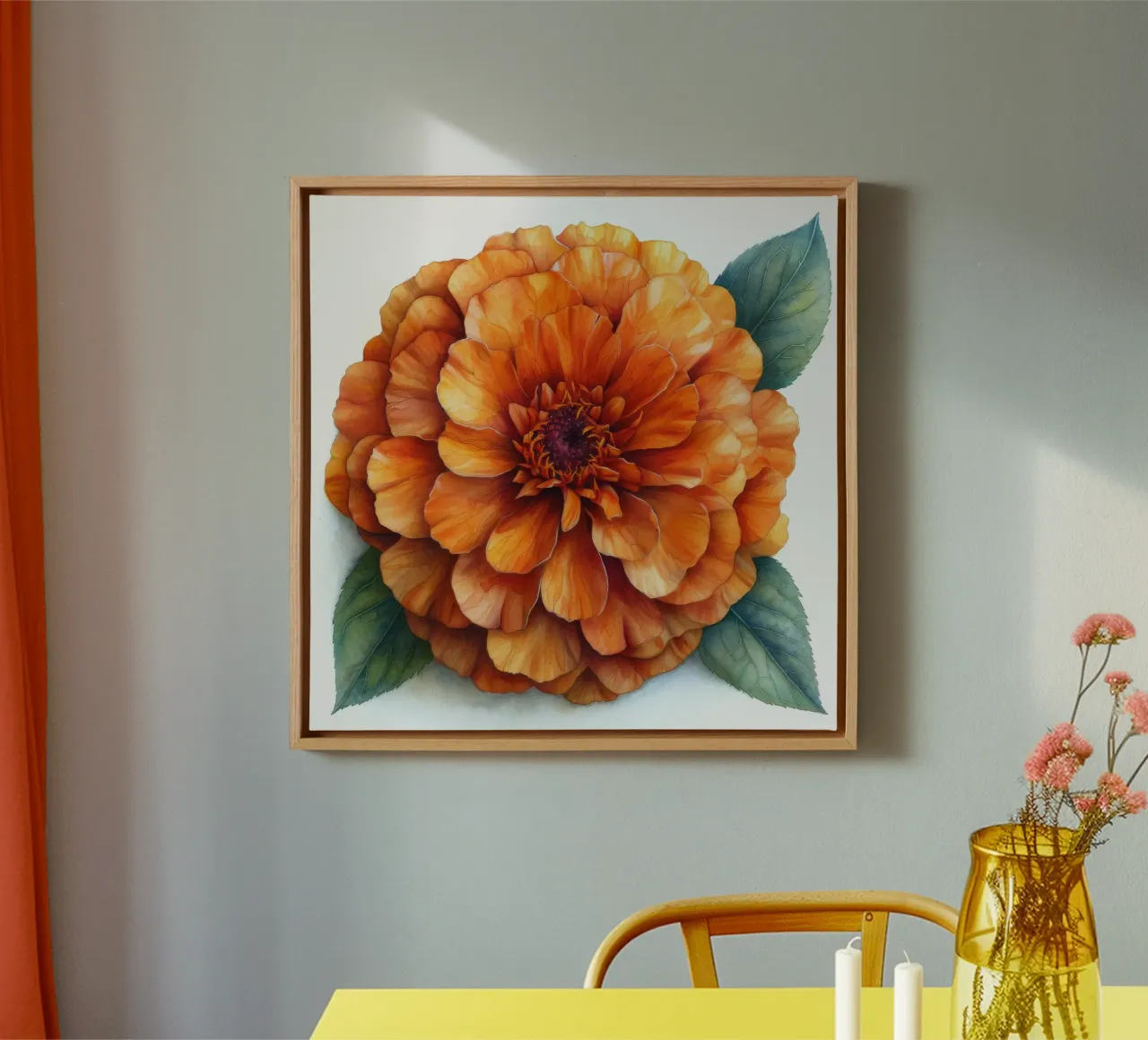 Goudsbloem 3 canvas met Baklijst van Bold Blooms