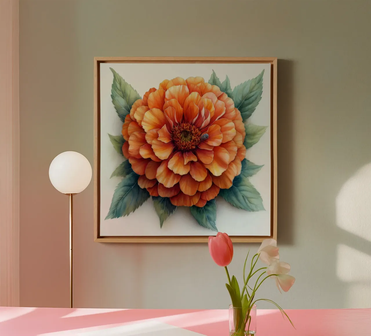 Goudsbloem 4 canvas met Baklijst van Bold Blooms