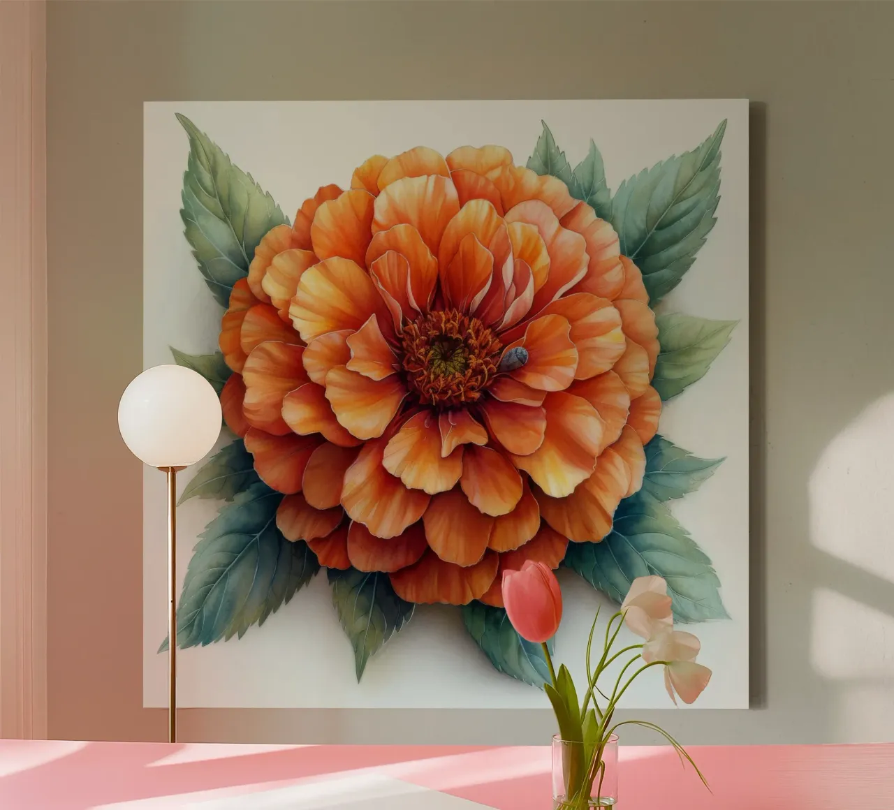 Goudsbloem 4 canvas met Baklijst van Bold Blooms