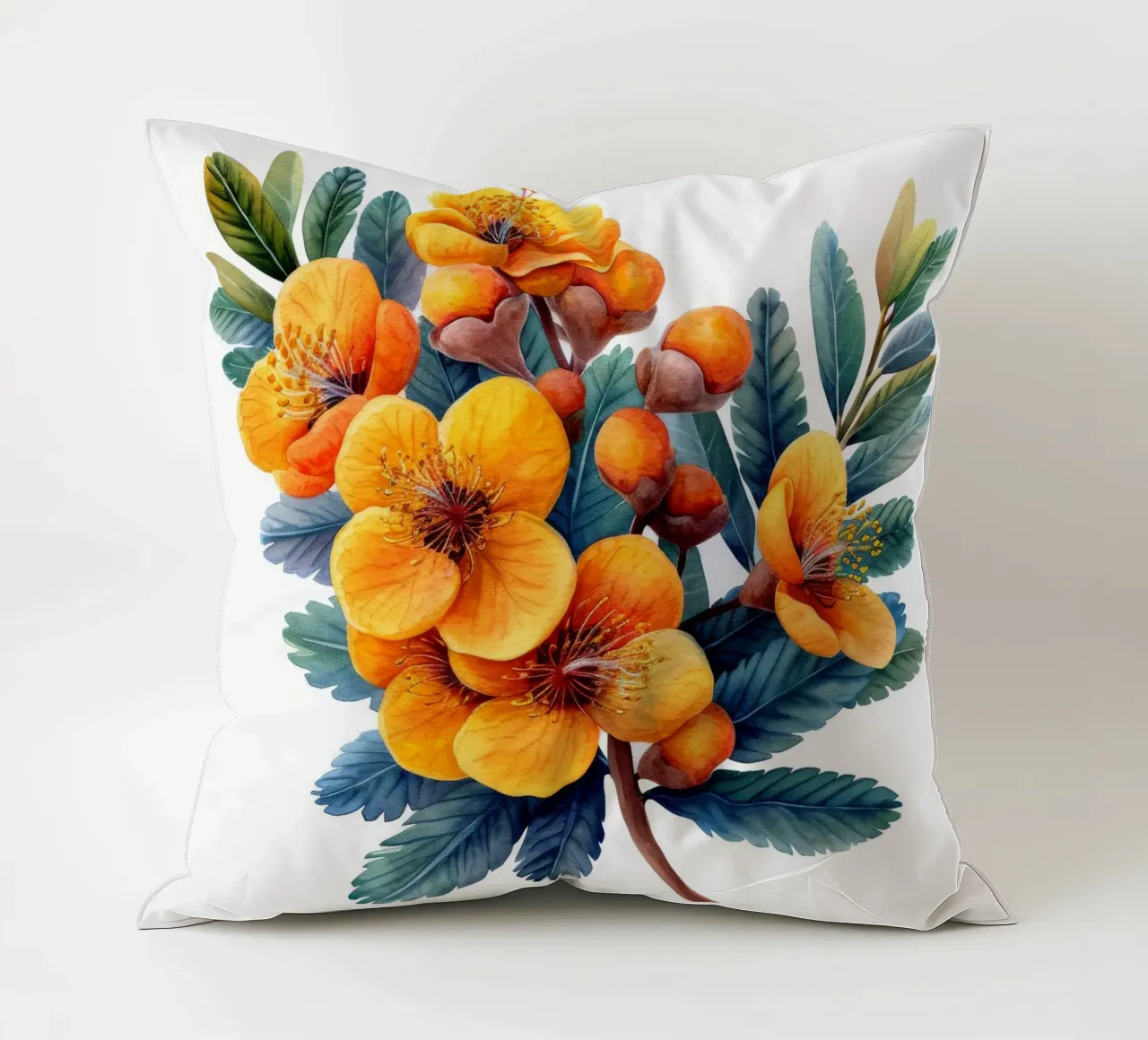 Mimosa Flower 2 decorative cushion by Bold Blooms