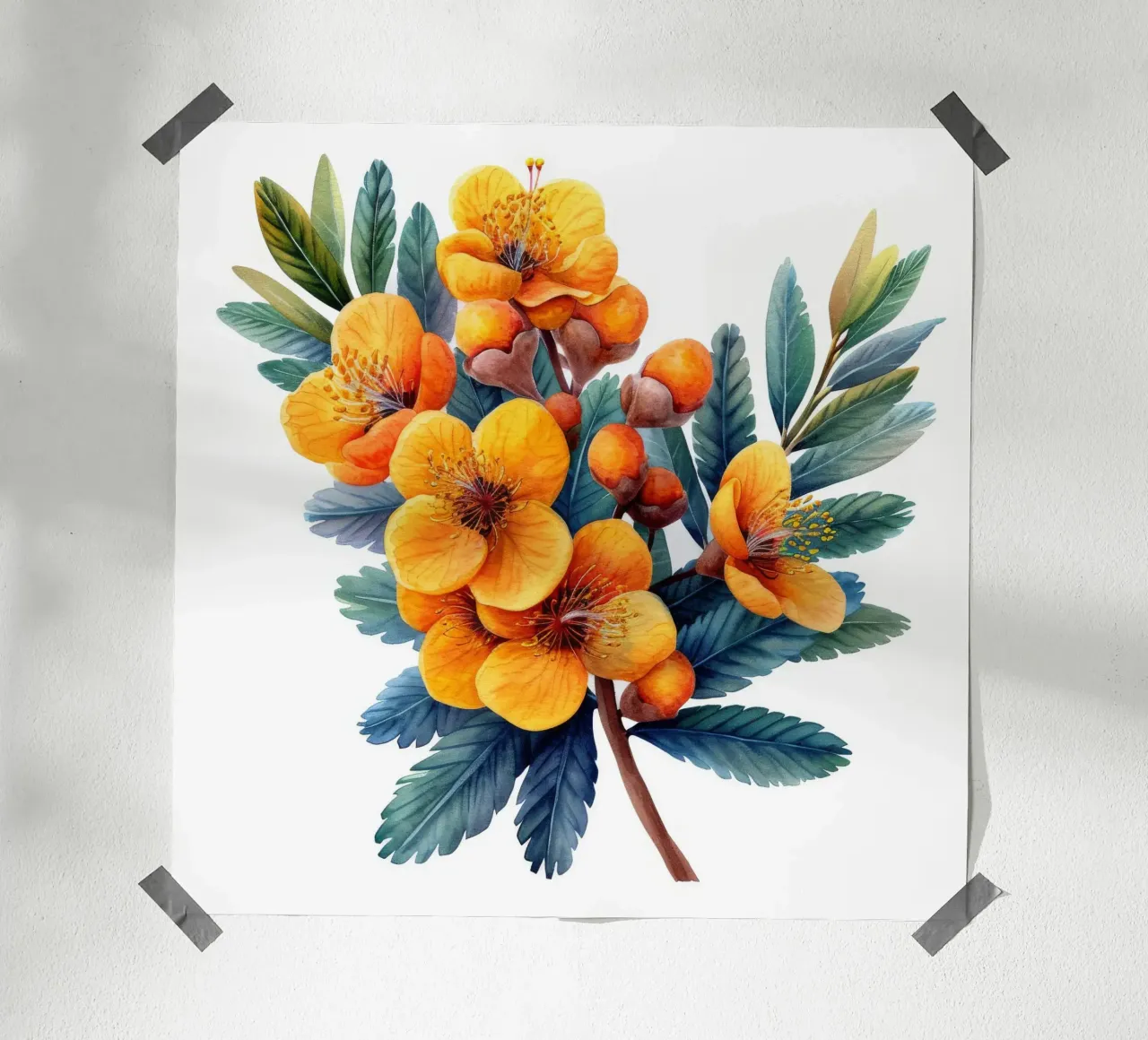 Fiore di mimosa 2 poster con telaio in alluminio da Bold Blooms