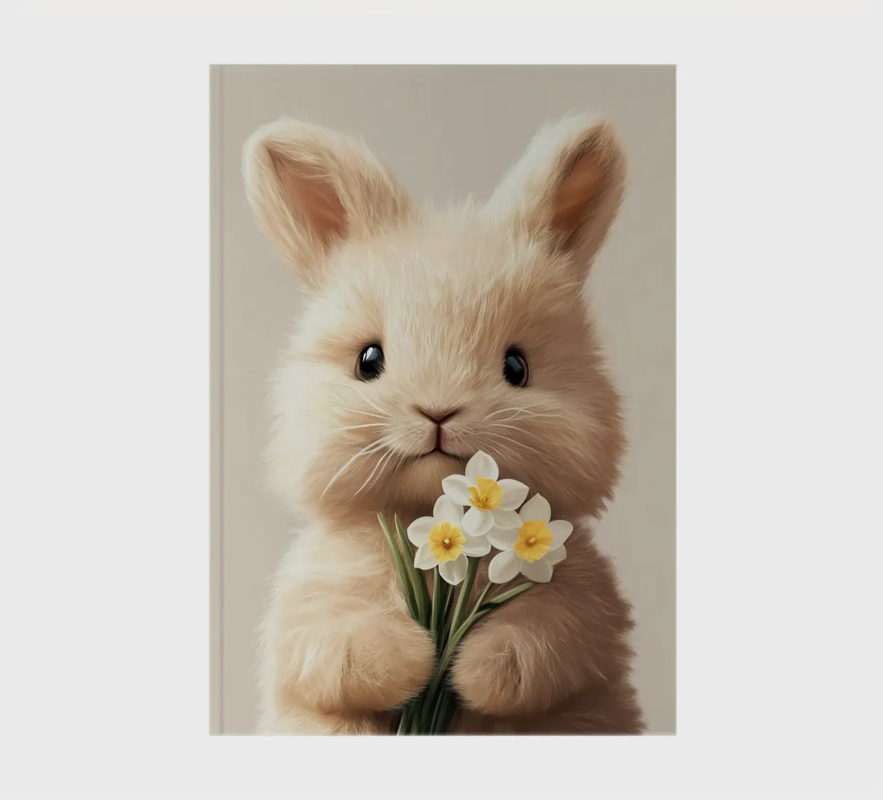 Hero #39: Angora bunny with daffodils at Easter notebook by farbenhelden