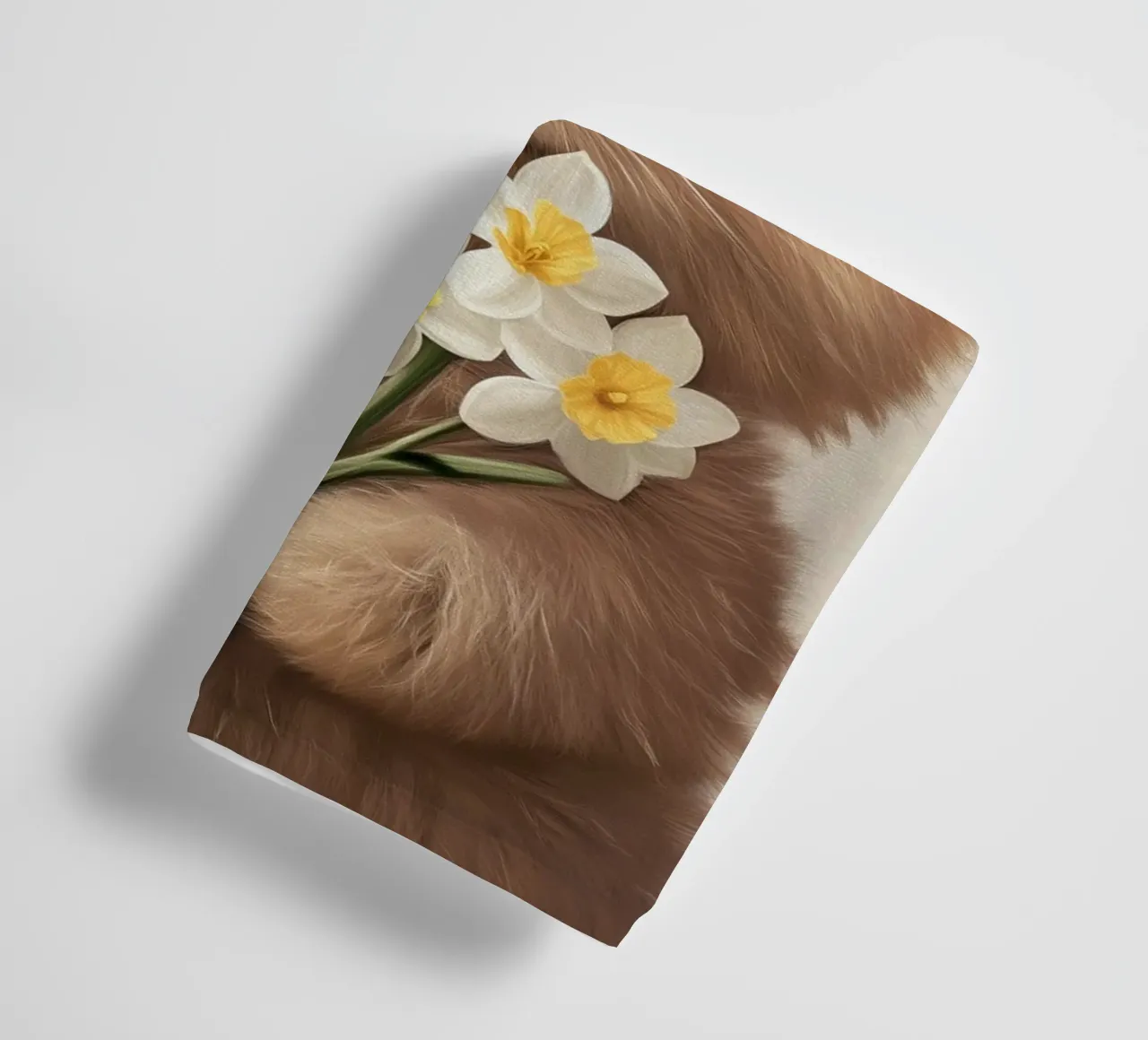 Hero #39: Angora bunny with daffodils at Easter towel by farbenhelden