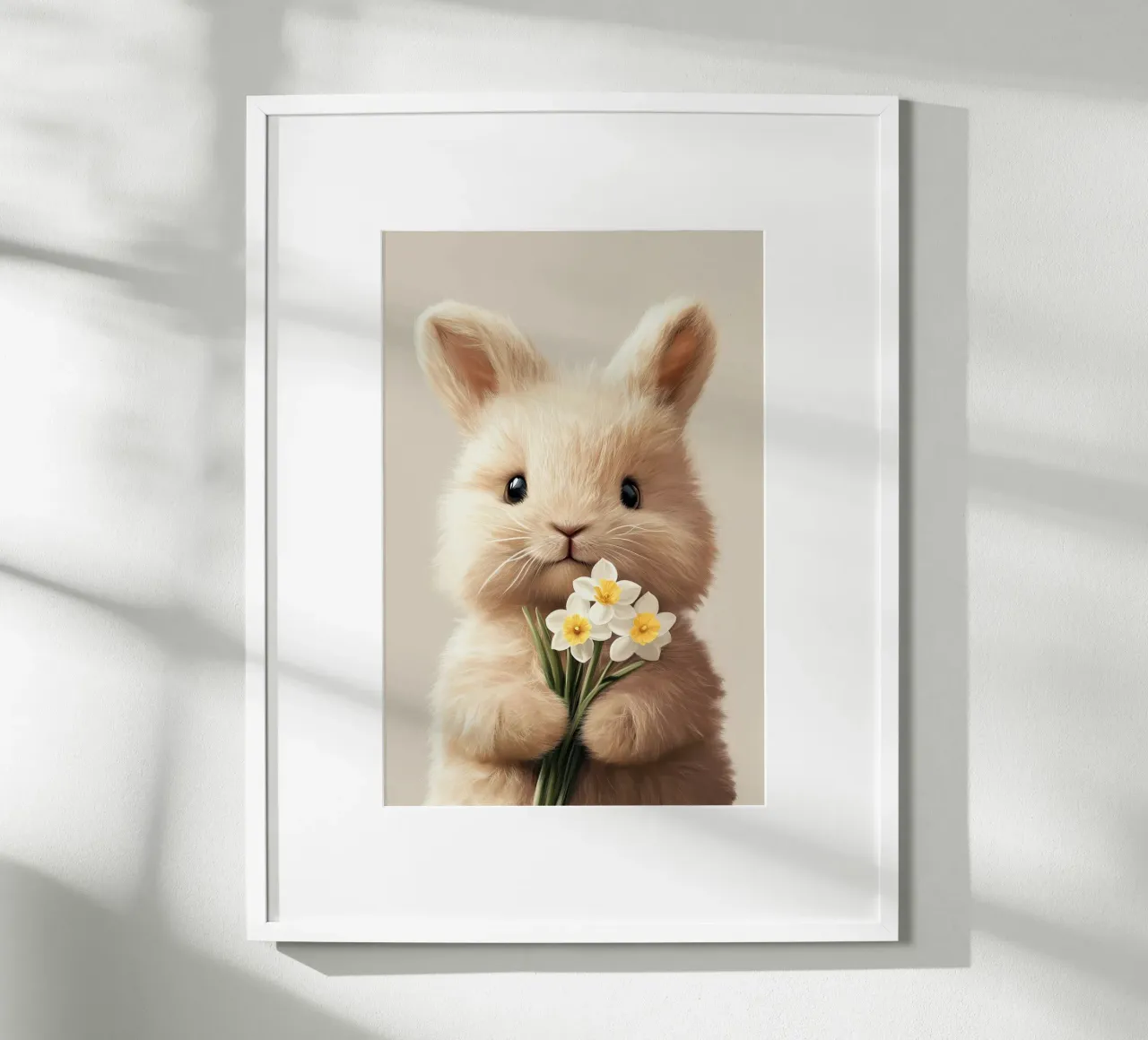 Eroe #39: Coniglietto d'angora con narcisi a Pasqua poster da farbenhelden