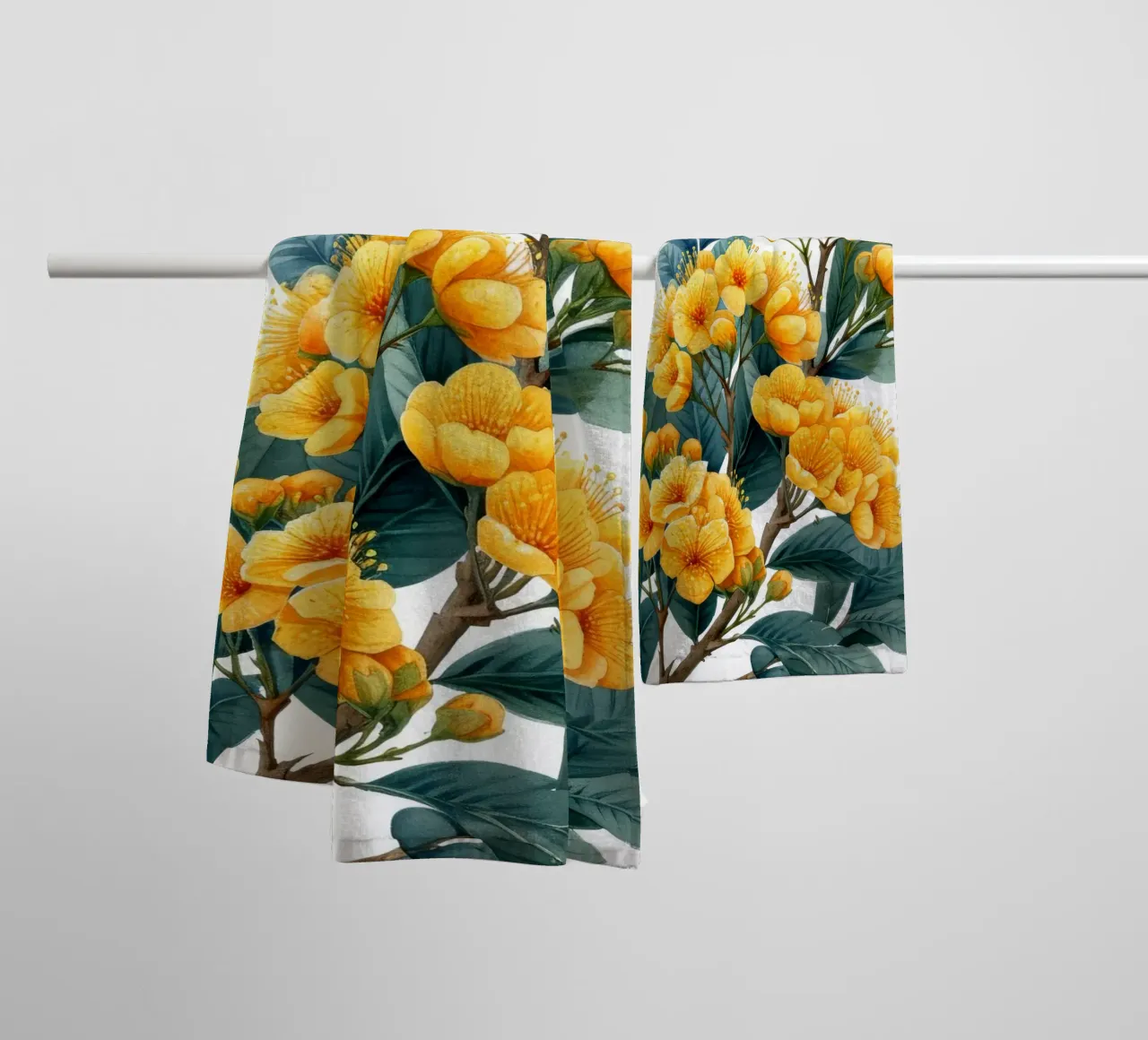 Mimosabloem 3 badhanddoek van Bold Blooms