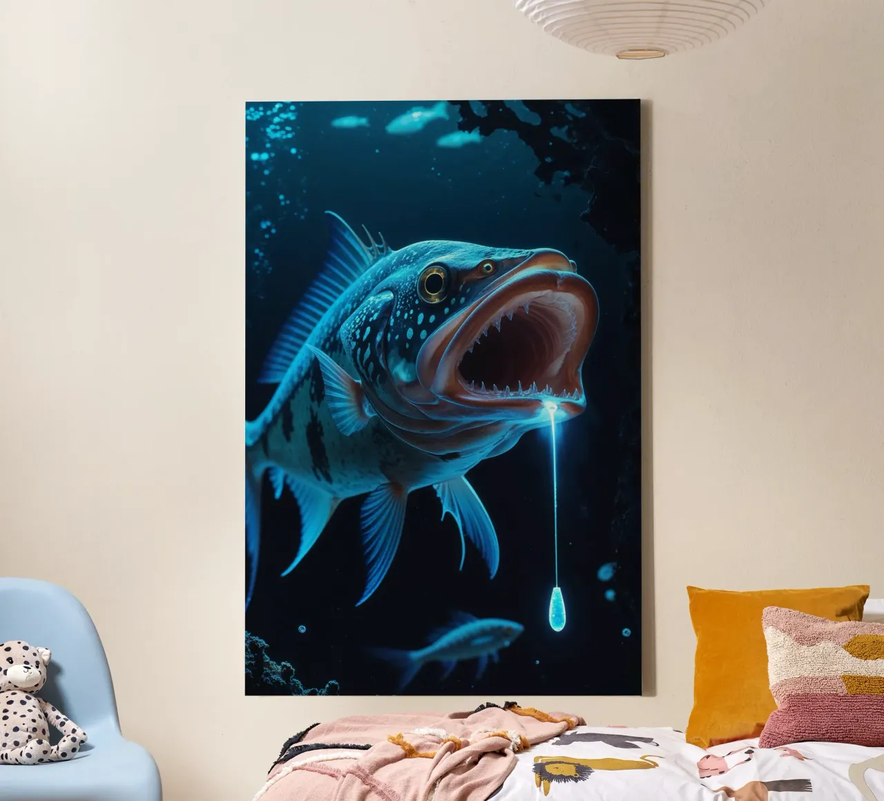 Abyssal Leviathan with Bioluminescent Fangs tela da AlbertKlee