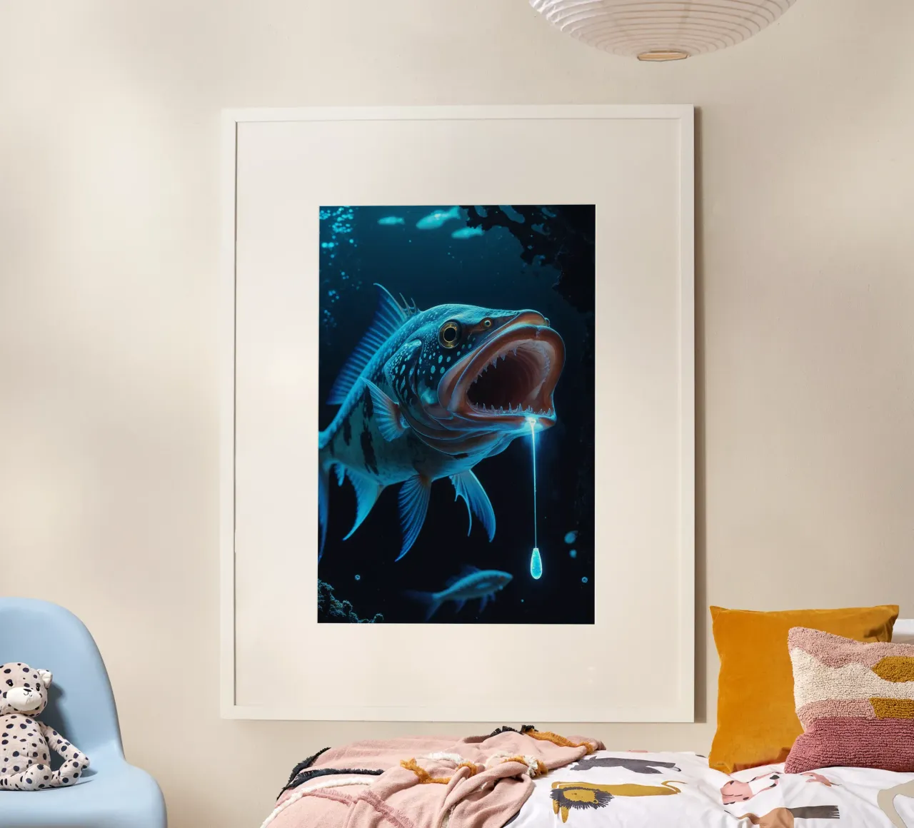 Abyssal Leviathan with Bioluminescent Fangs carta hahnemühle da AlbertKlee