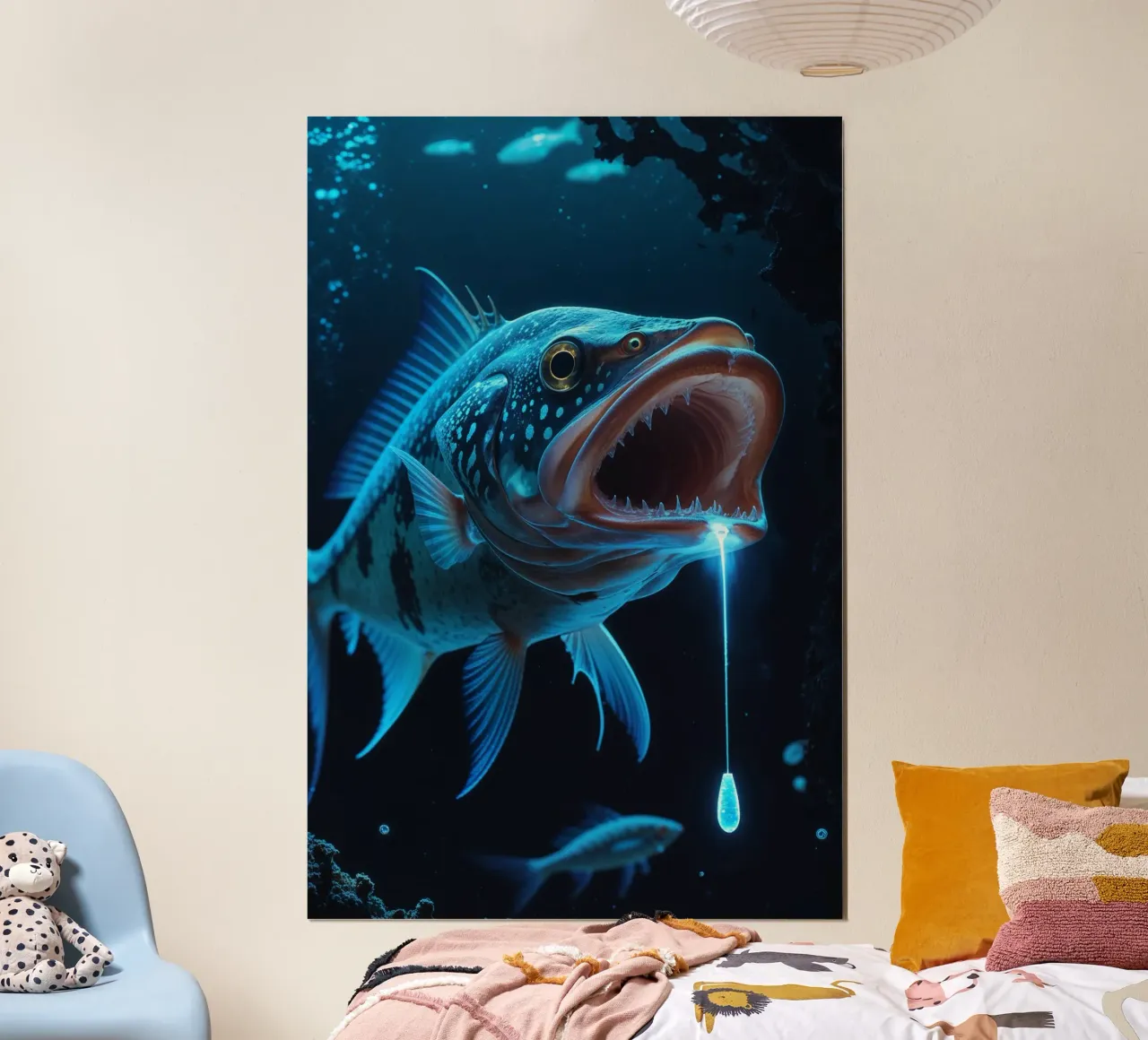 Abyssal Leviathan with Bioluminescent Fangs carta hahnemühle da AlbertKlee