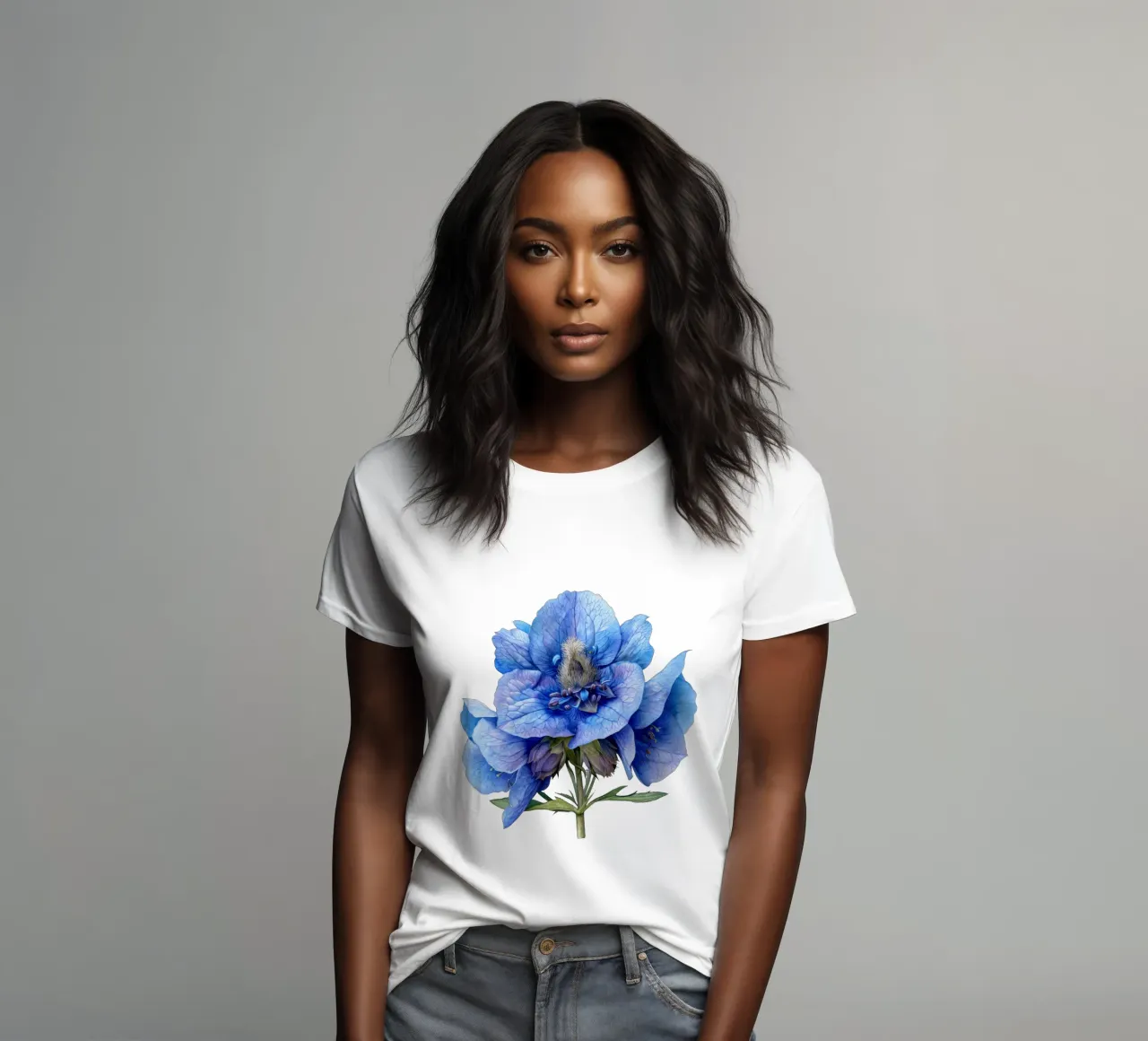 Monkshood Flower 2 women's fitted t-shirt by Bold Blooms