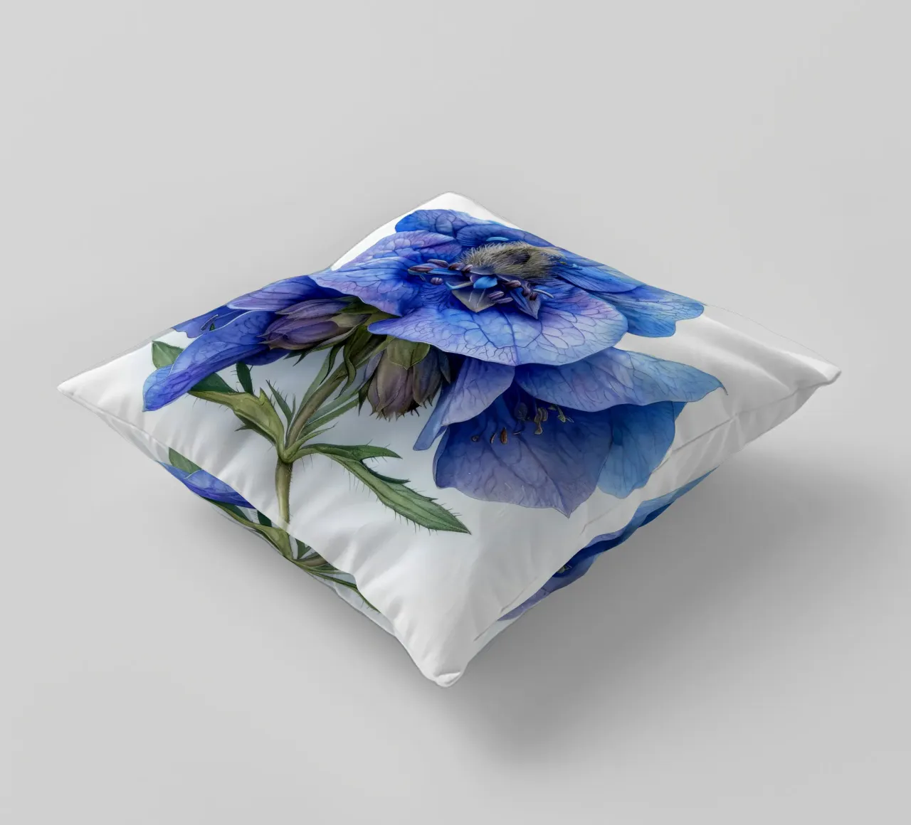 Monkshood Flower 2 decorative cushion by Bold Blooms
