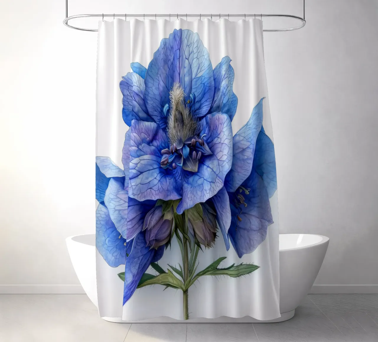 Monkshood Flower 2 shower curtain by Bold Blooms