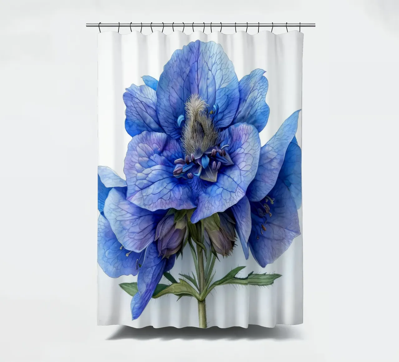 Monkshood Flower 2 shower curtain by Bold Blooms