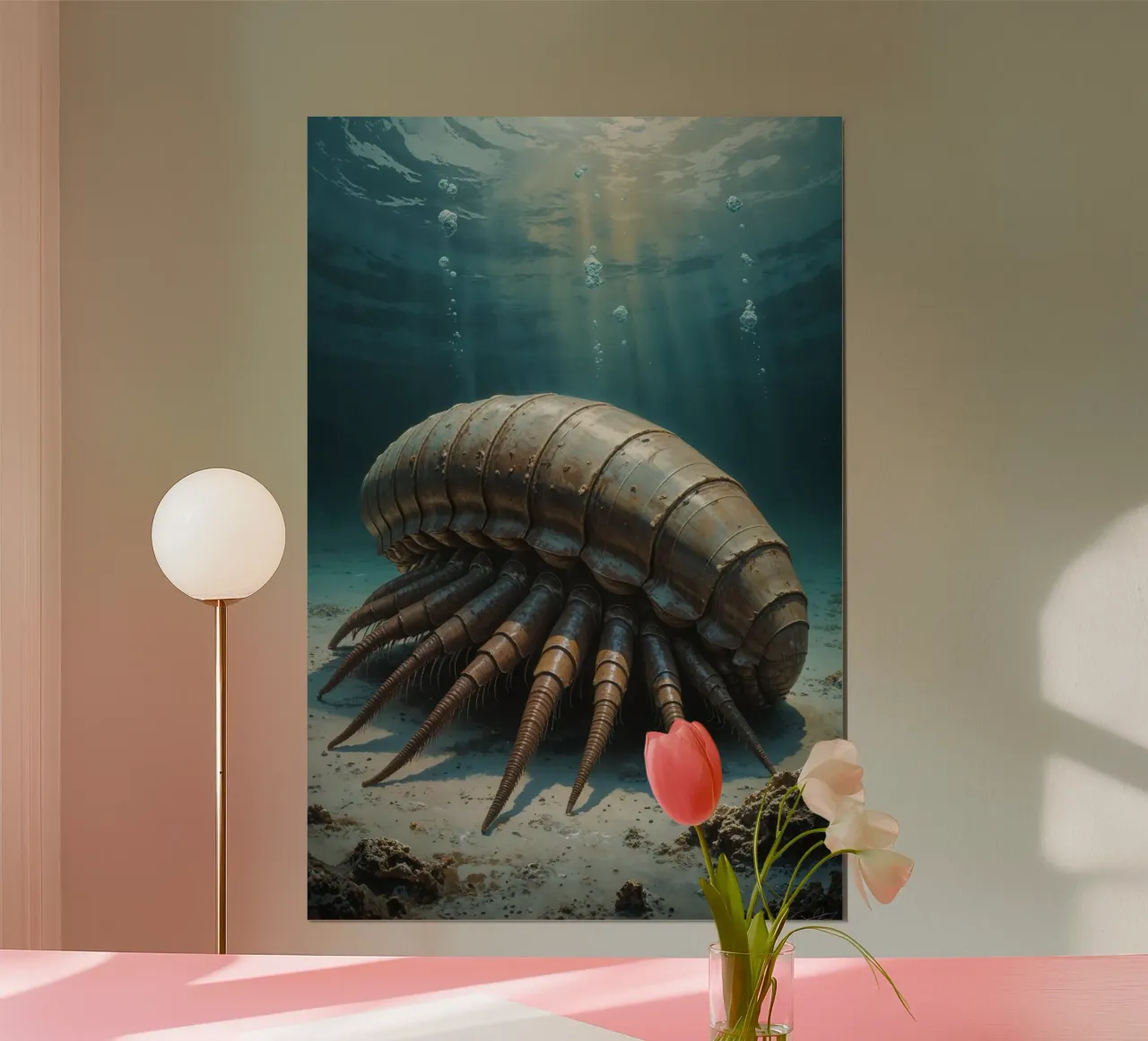 Armored Giant Isopod on the Ocean Floor poster con telaio in plastica da AlbertKlee