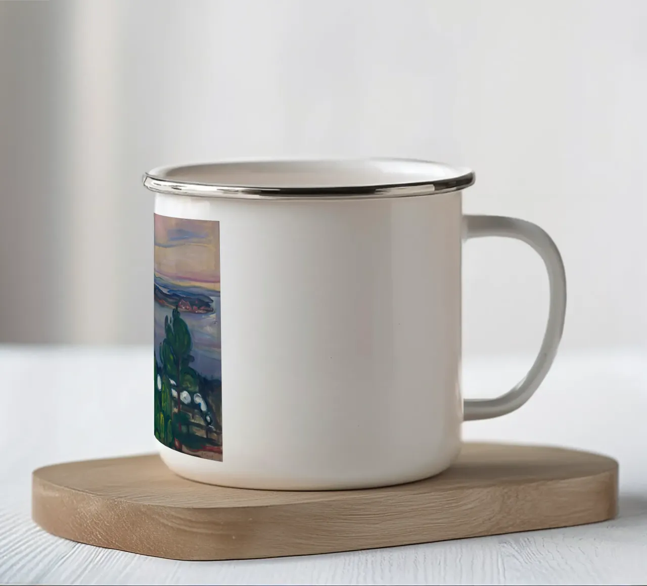 Edvard Munch - Fumo di treno tazza in smalto da Timeless Artworks
