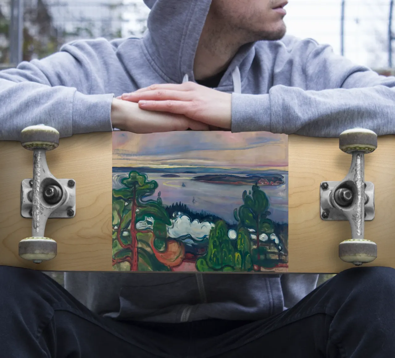 Edvard Munch - Train Smoke sticker by Timeless Artworks