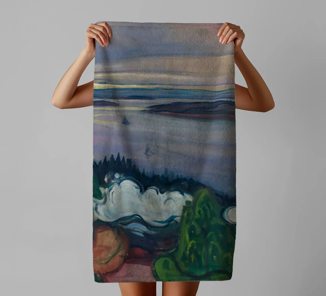 Edvard Munch - Fumo di treno asciugamano da bagno da Timeless Artworks
