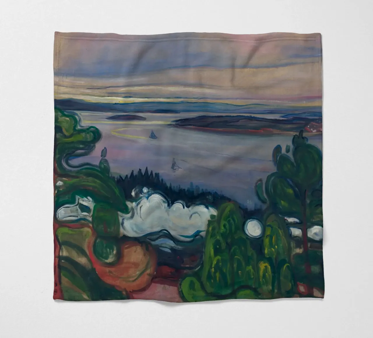 Edvard Munch - Fumo di treno coperta in pile da Timeless Artworks
