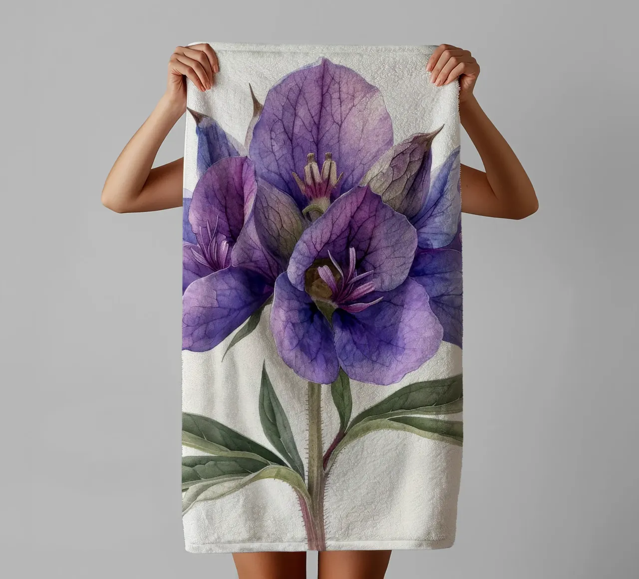 Monkshood Flower 4 towel by Bold Blooms