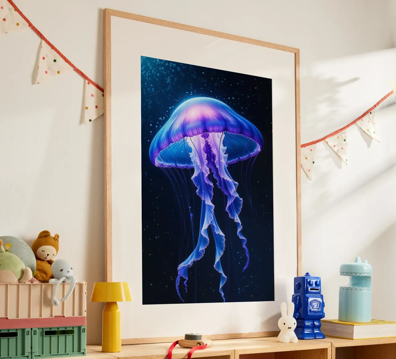 Luminous Deep-Sea Jellyfish in Bioluminescent Waters hahnemühle by AlbertKlee