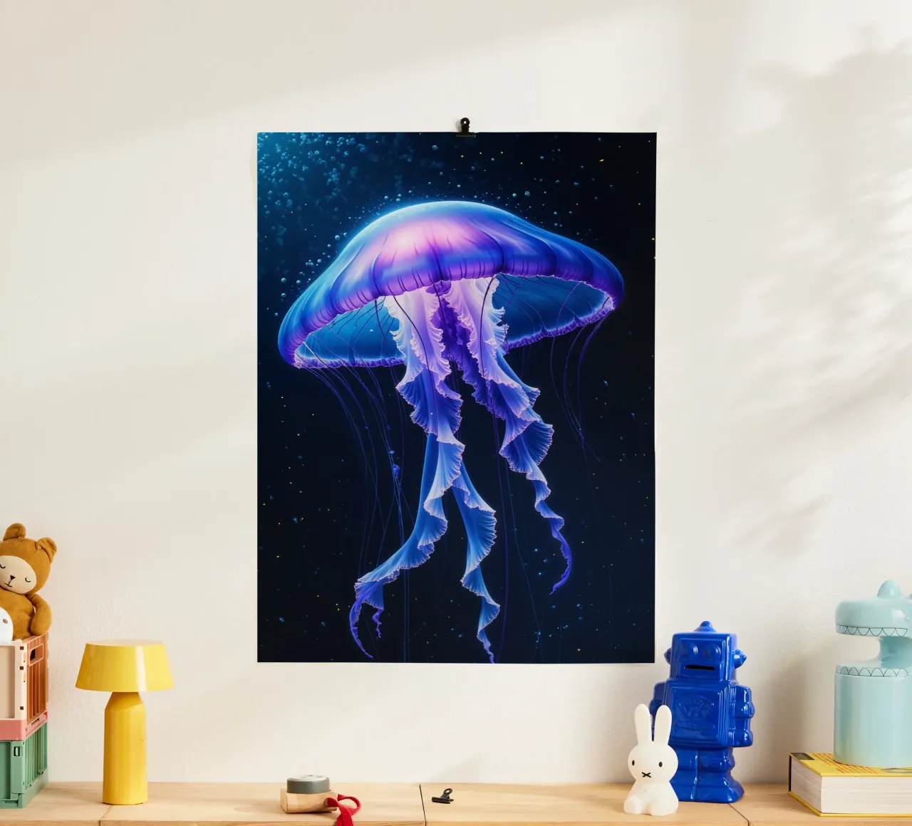 Luminous Deep-Sea Jellyfish in Bioluminescent Waters hahnemühle by AlbertKlee