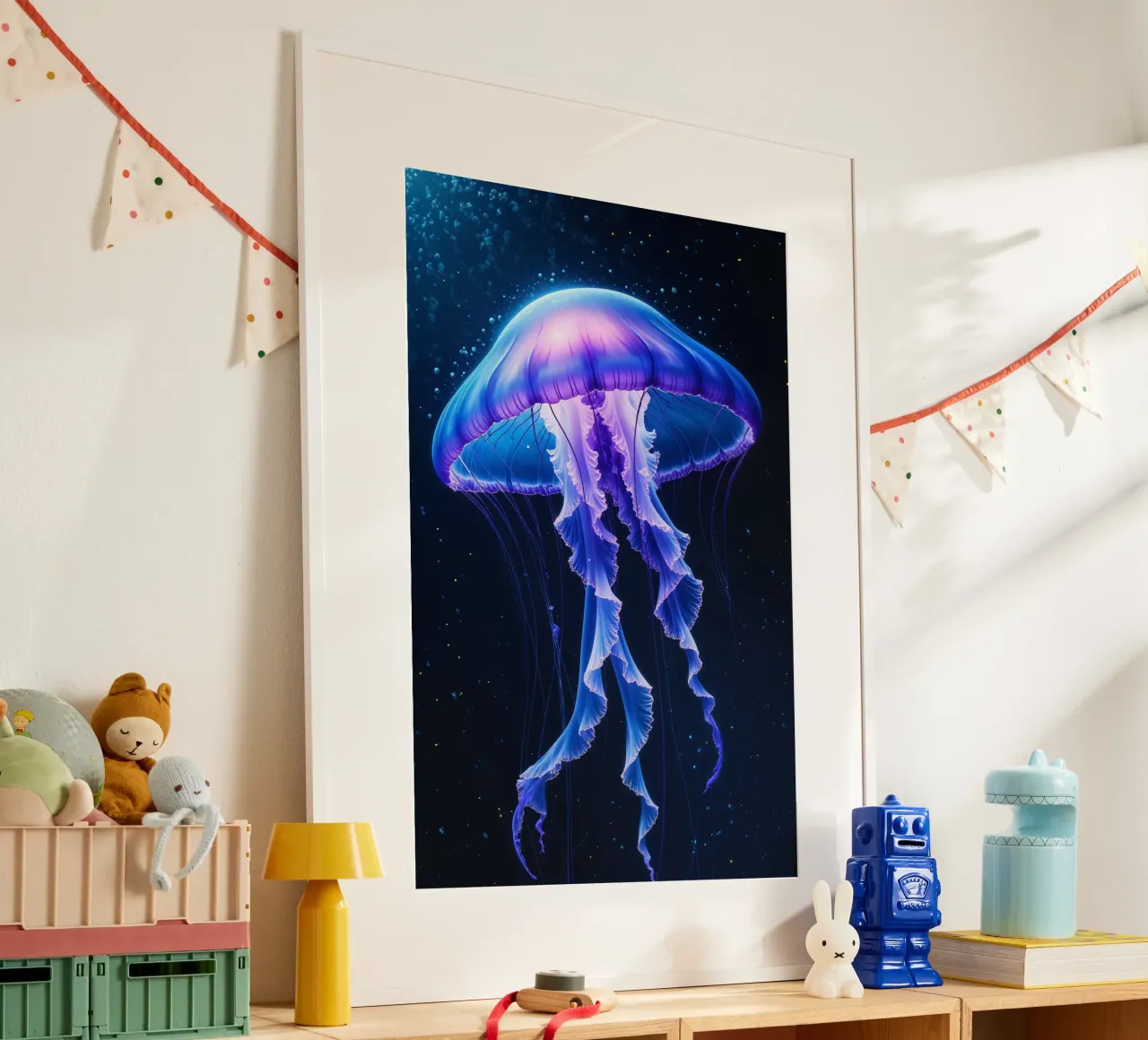 Luminous Deep-Sea Jellyfish in Bioluminescent Waters hahnemühle by AlbertKlee