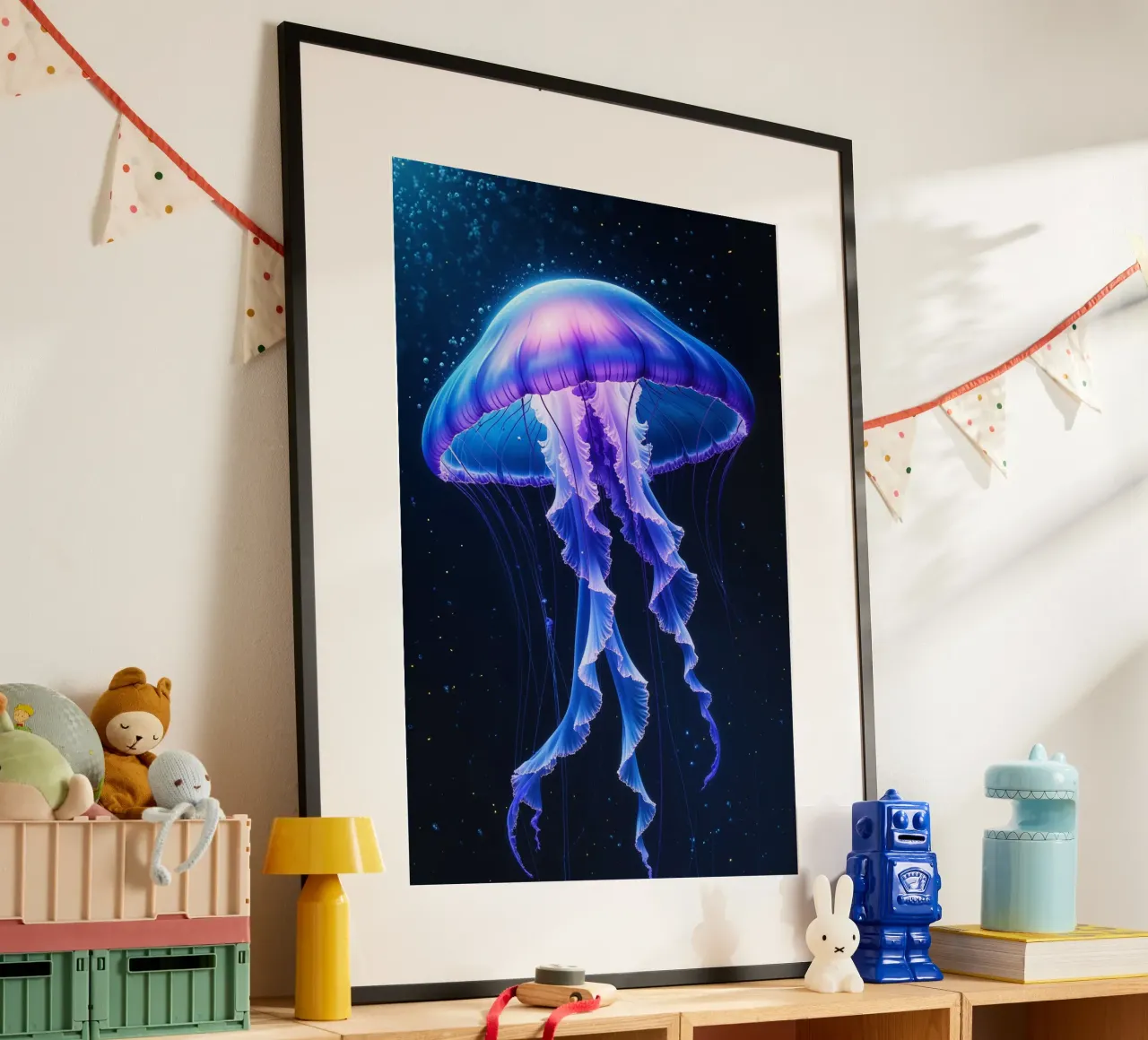 Luminous Deep-Sea Jellyfish in Bioluminescent Waters hahnemühle by AlbertKlee
