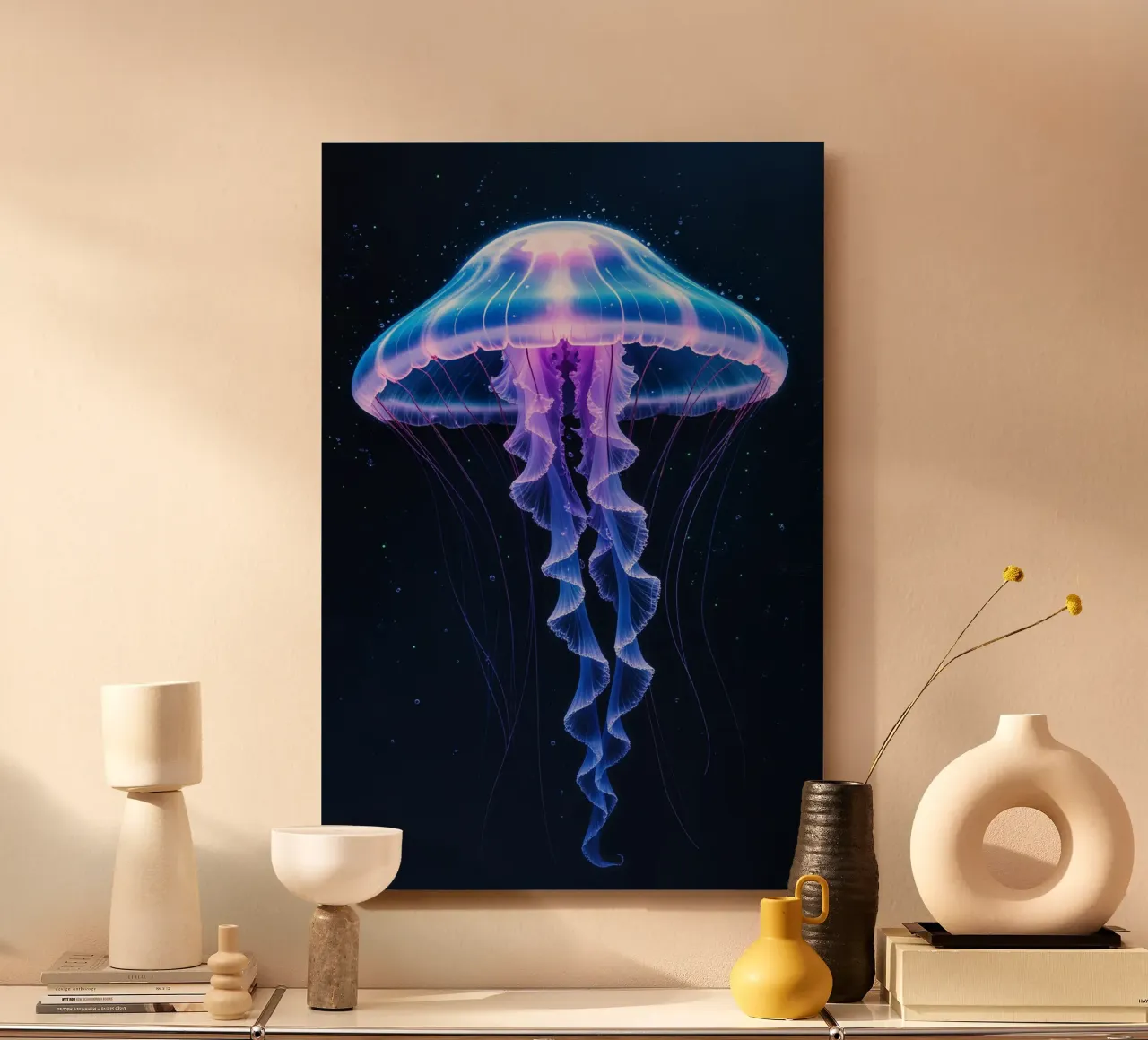 Majestic Deep-Sea Jellyfish with Flowing Tentacles alluminio dibond da AlbertKlee