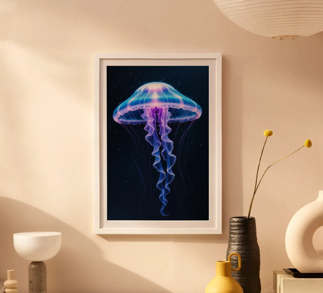 Majestic Deep-Sea Jellyfish with Flowing Tentacles poster by AlbertKlee