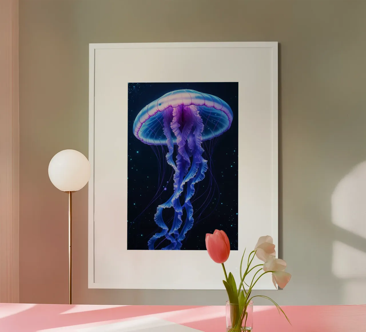 Dreamlike Bioluminescent Jellyfish in the Ocean Void hahnemühle by AlbertKlee