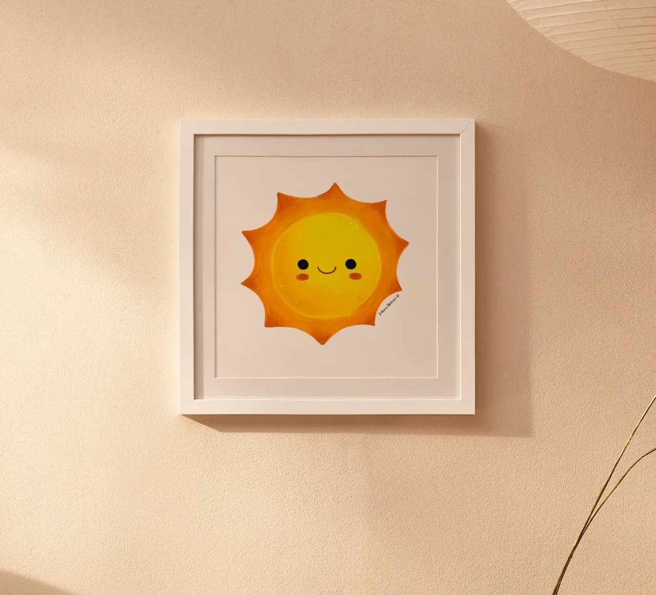 Sole carino poster con telaio in legno da julianamotzko