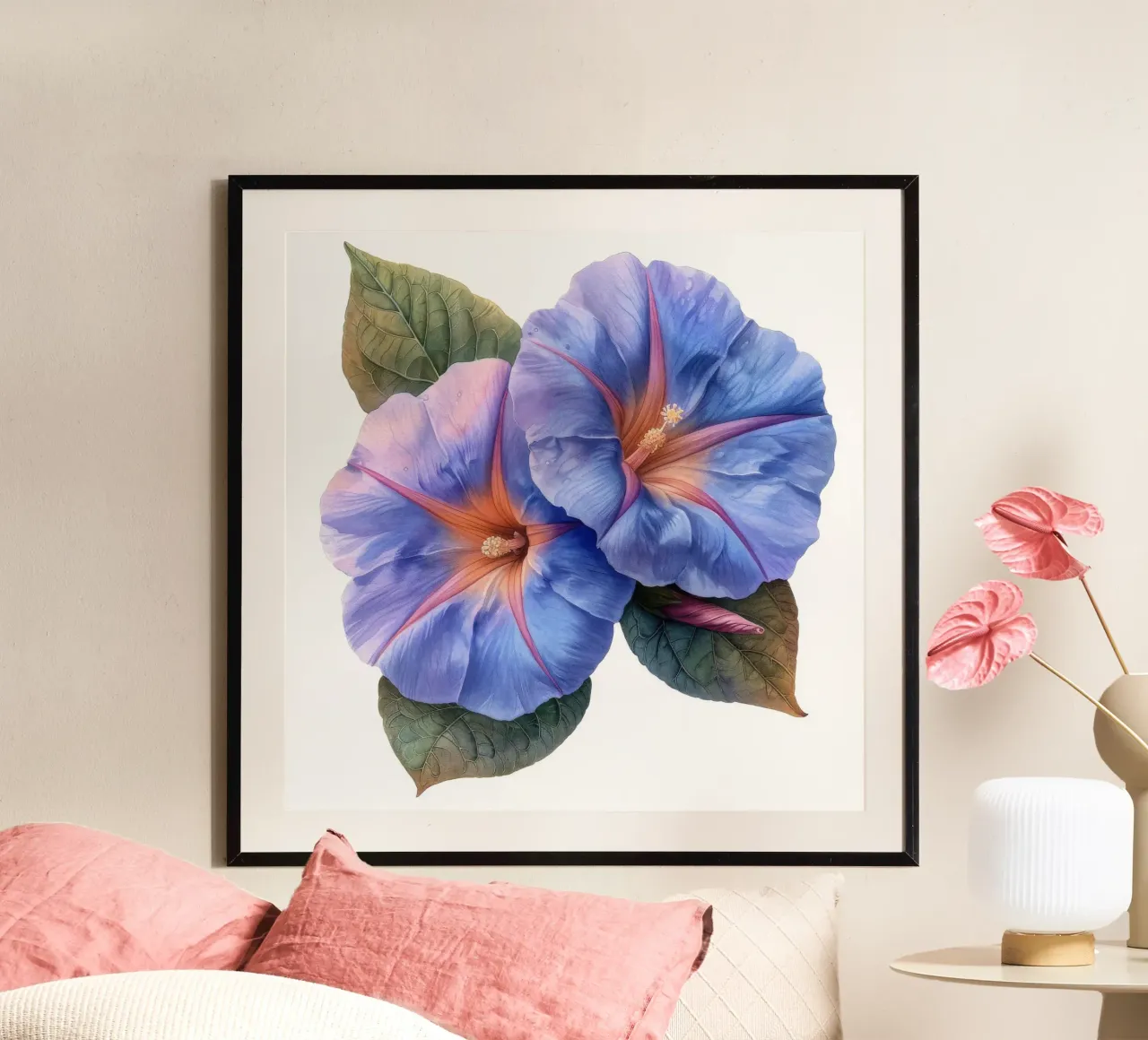 Fiore di gloria mattutina 3 poster con telaio in legno da Bold Blooms